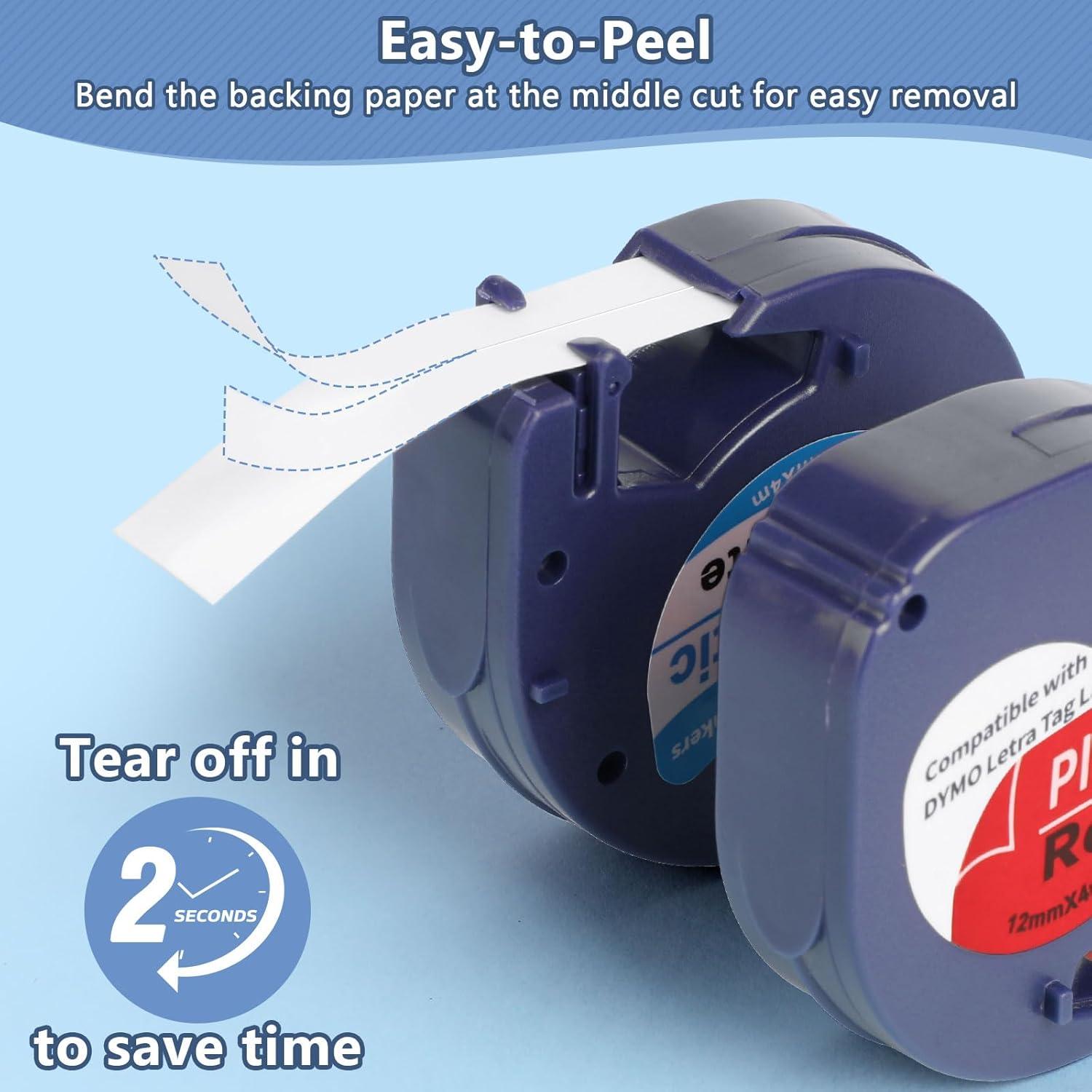 Cinta de Etiquetas Plástica Blanca 12mm 5 Unidades Dymo