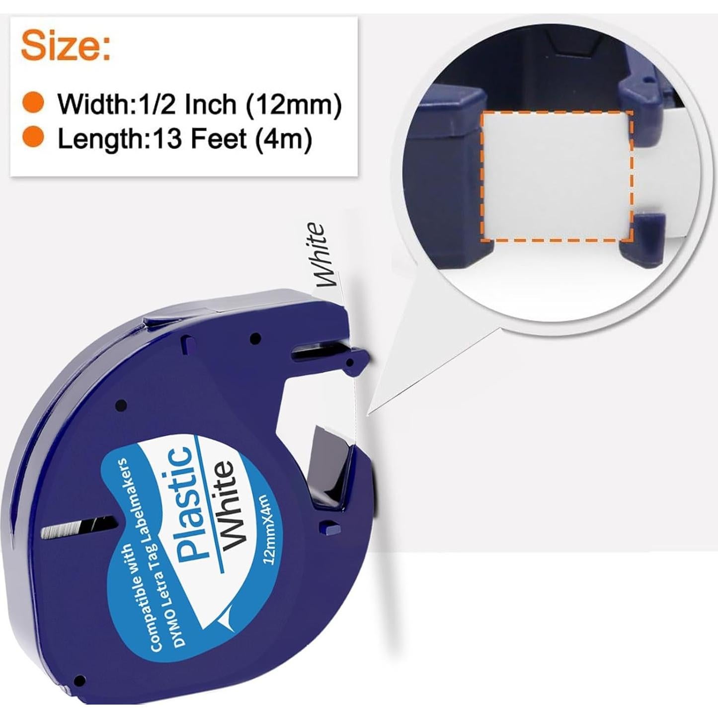 Cinta de Etiquetas Plástica Blanca 12mm 5 Unidades Dymo