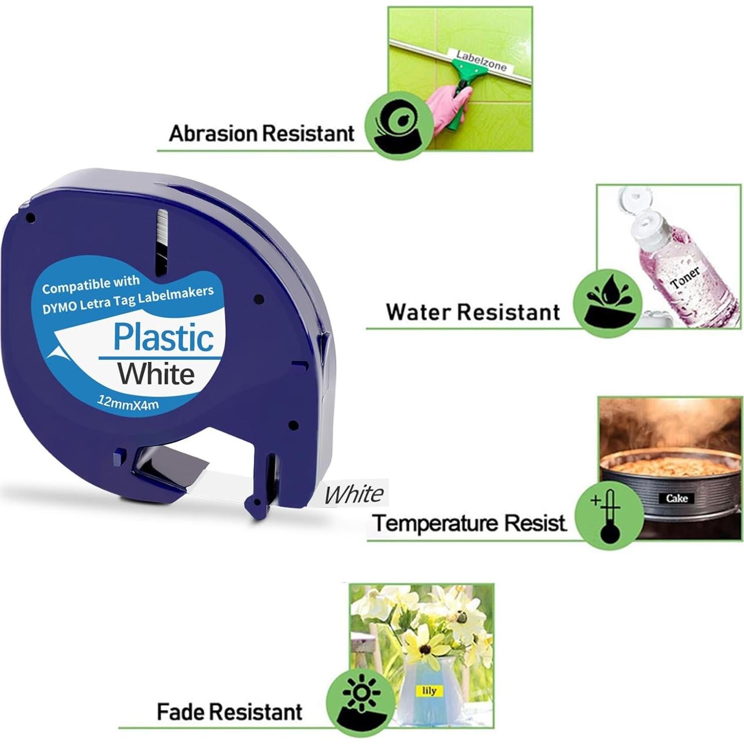 Cinta de Etiquetas Plástica Blanca 12mm 5 Unidades Dymo