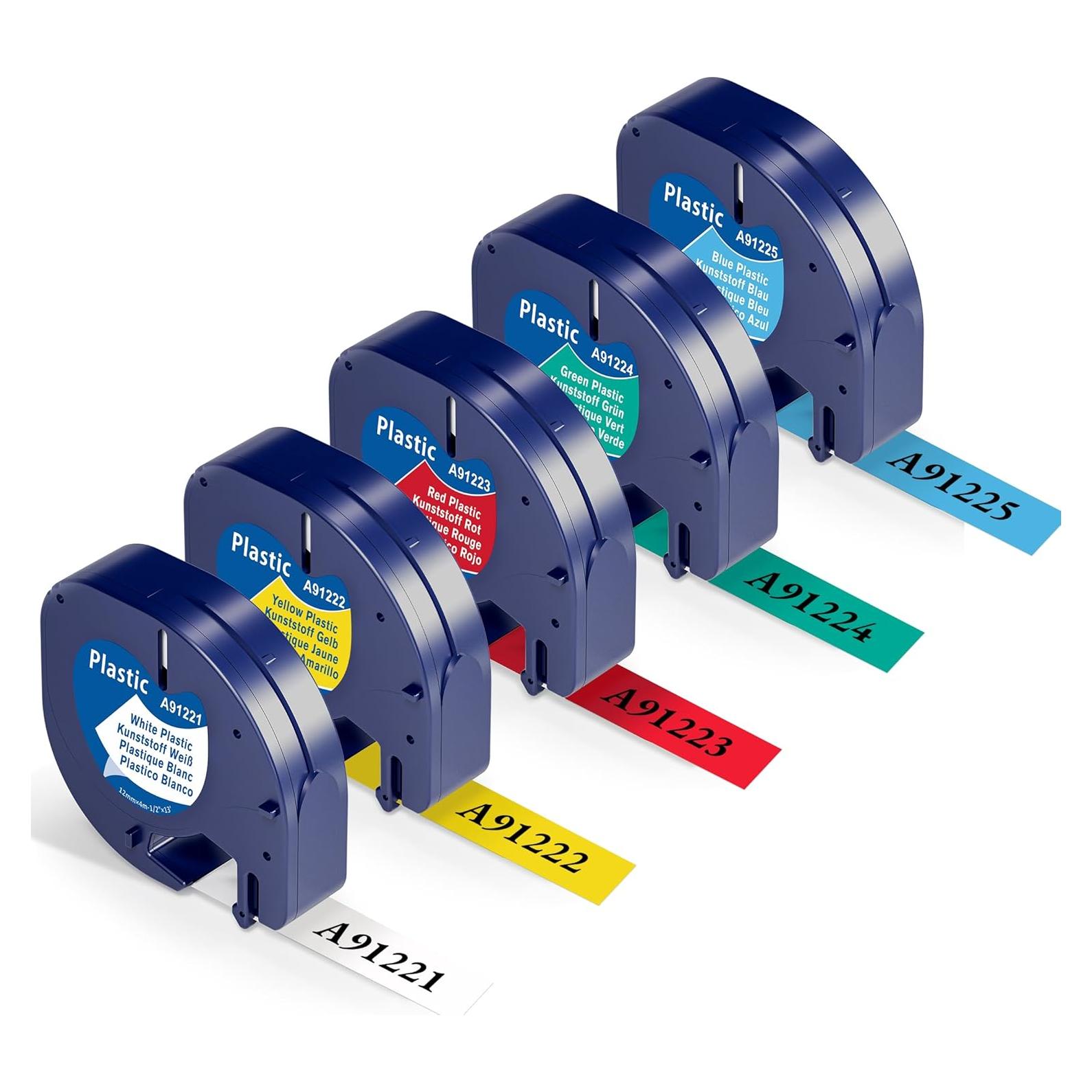 Cinta de Etiqueta 12mm x 4m Wonfoucs para Dymo LetraTag