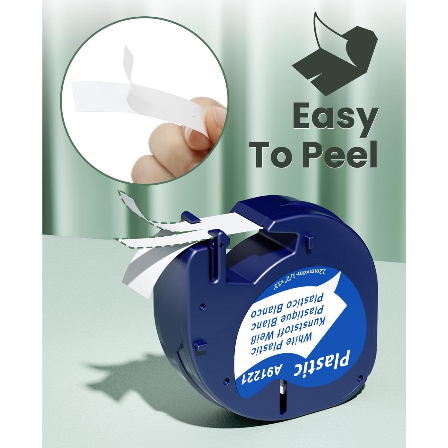 Cinta de Etiqueta 12mm x 4m Wonfoucs para Dymo LetraTag