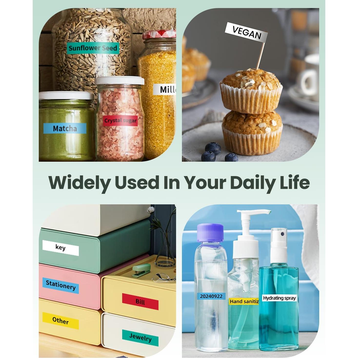 Cinta de Etiqueta 12mm x 4m Wonfoucs para Dymo LetraTag