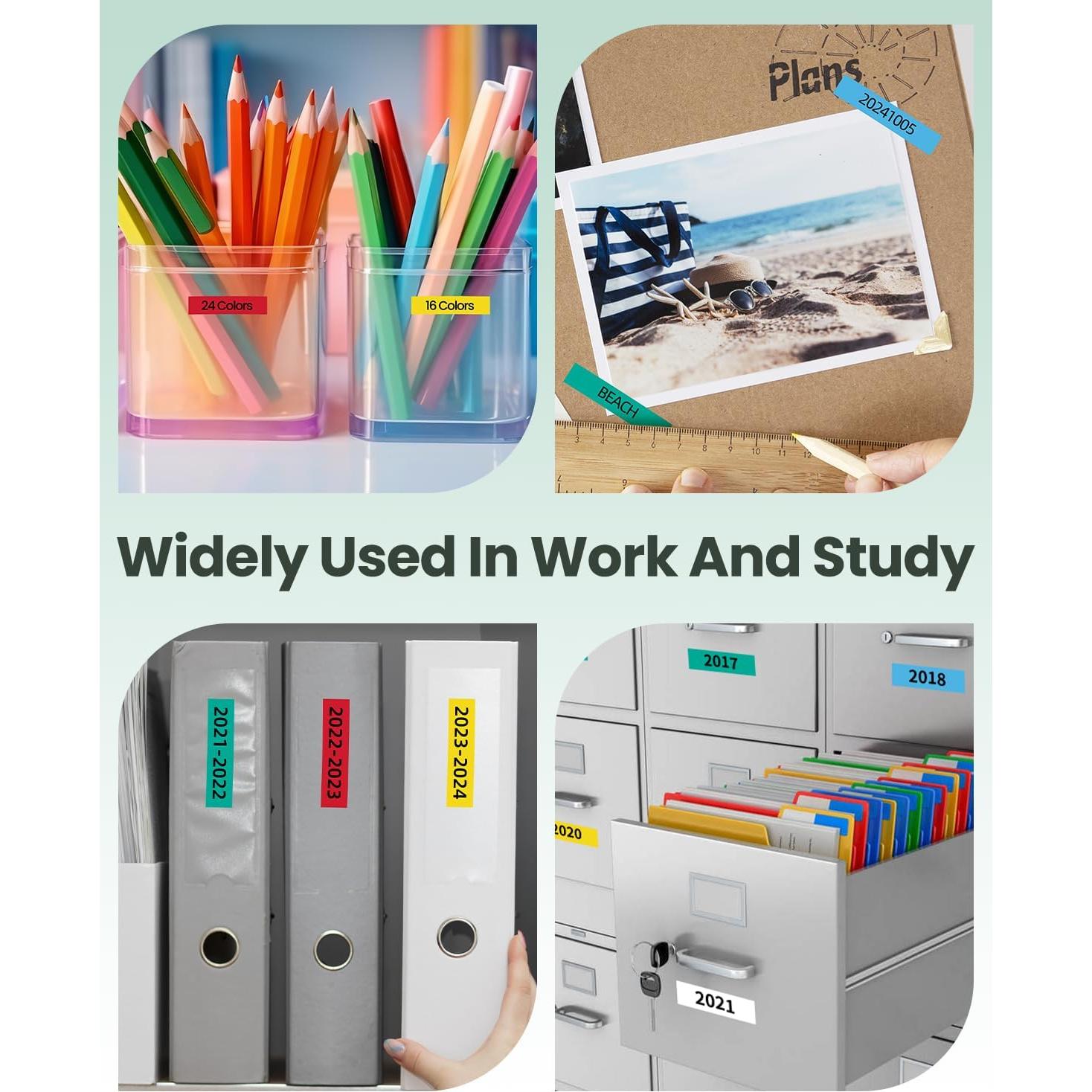 Cinta de Etiqueta 12mm x 4m Wonfoucs para Dymo LetraTag