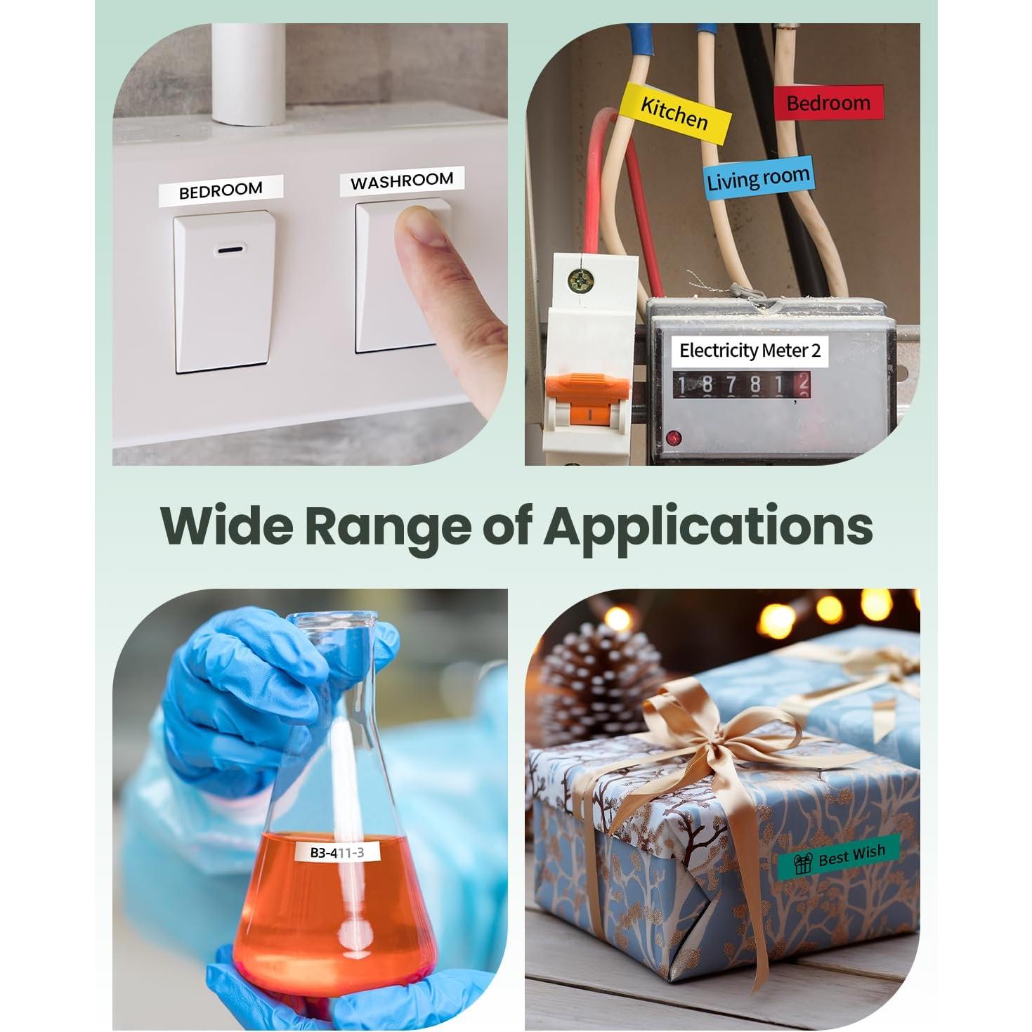 Cinta de Etiqueta 12mm x 4m Wonfoucs para Dymo LetraTag