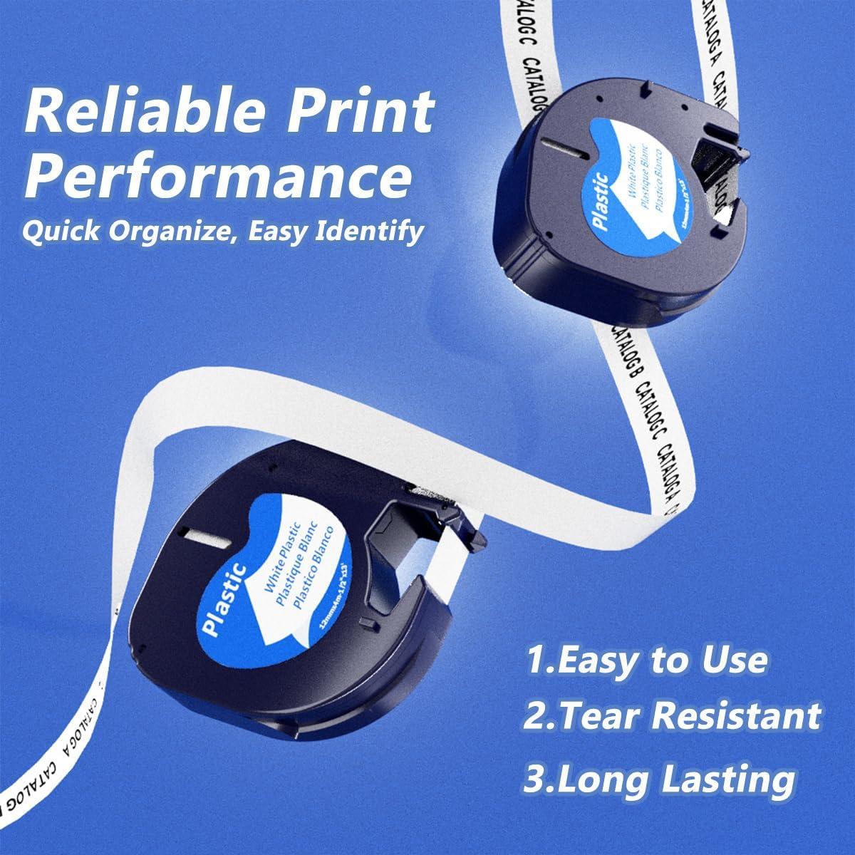 Cintas de Etiqueta Fimax 12mm x 4m para DYMO LetraTag - Paquete de 5