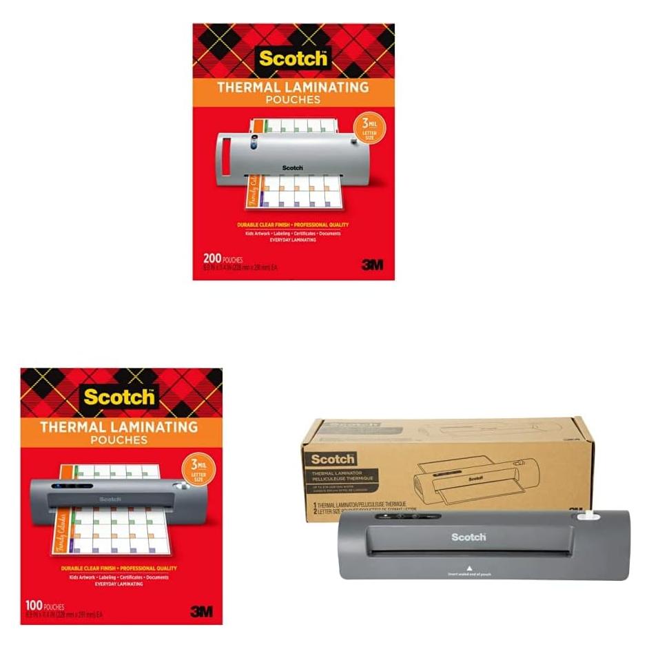 Bolsas de Laminado Térmico Scotch 200 y 100 Cuentas + Laminadora TL901X