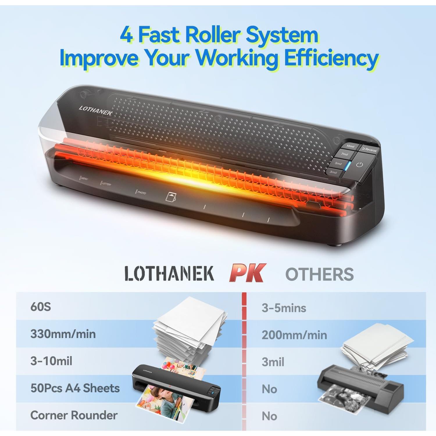 Laminadora A3 LOTHANEK G50 HD 4 Rodillos 60 Seg Calentamiento