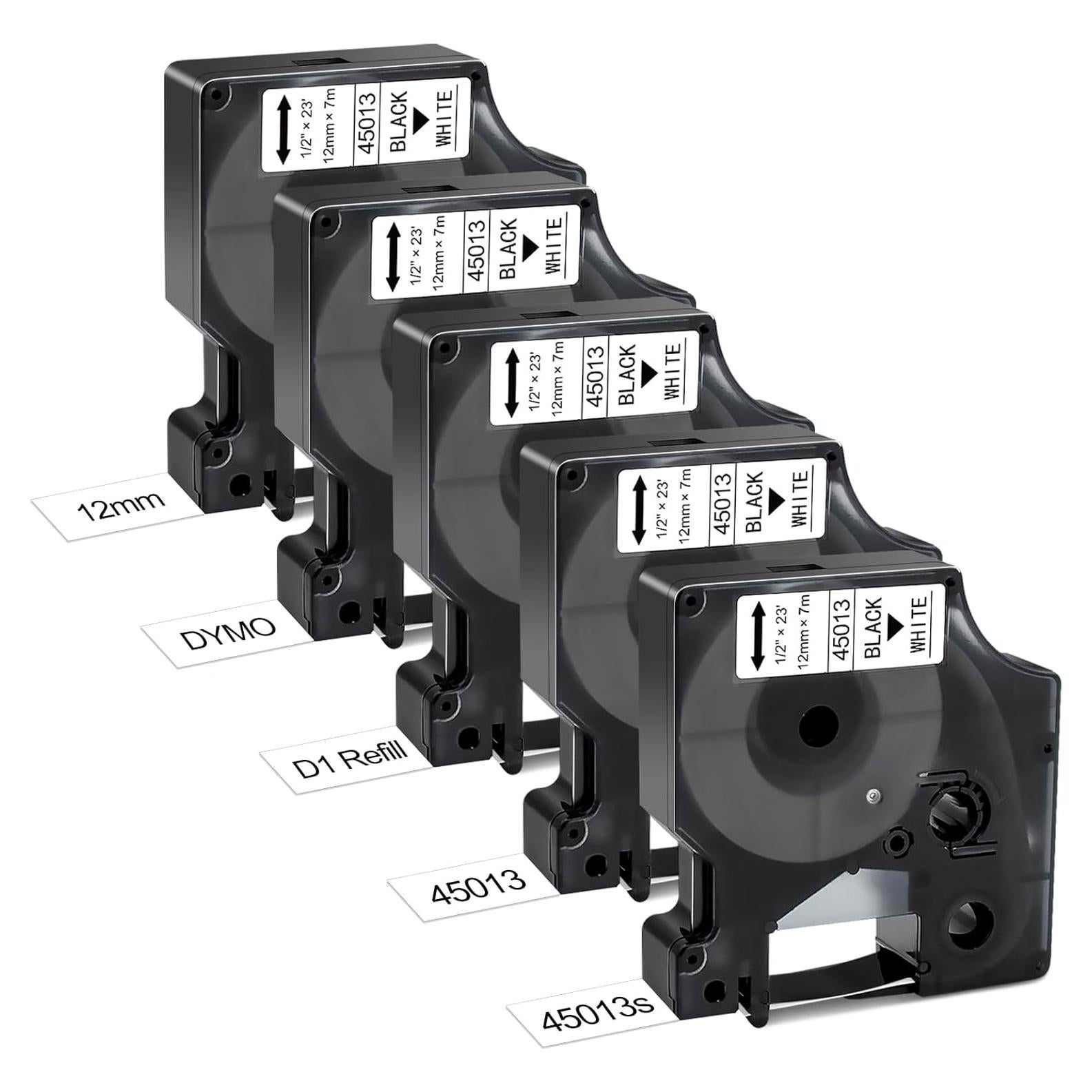 Cintas de Etiquetas Dymo D1 45013 12mm x 3m 5Pk BEYONDTEK