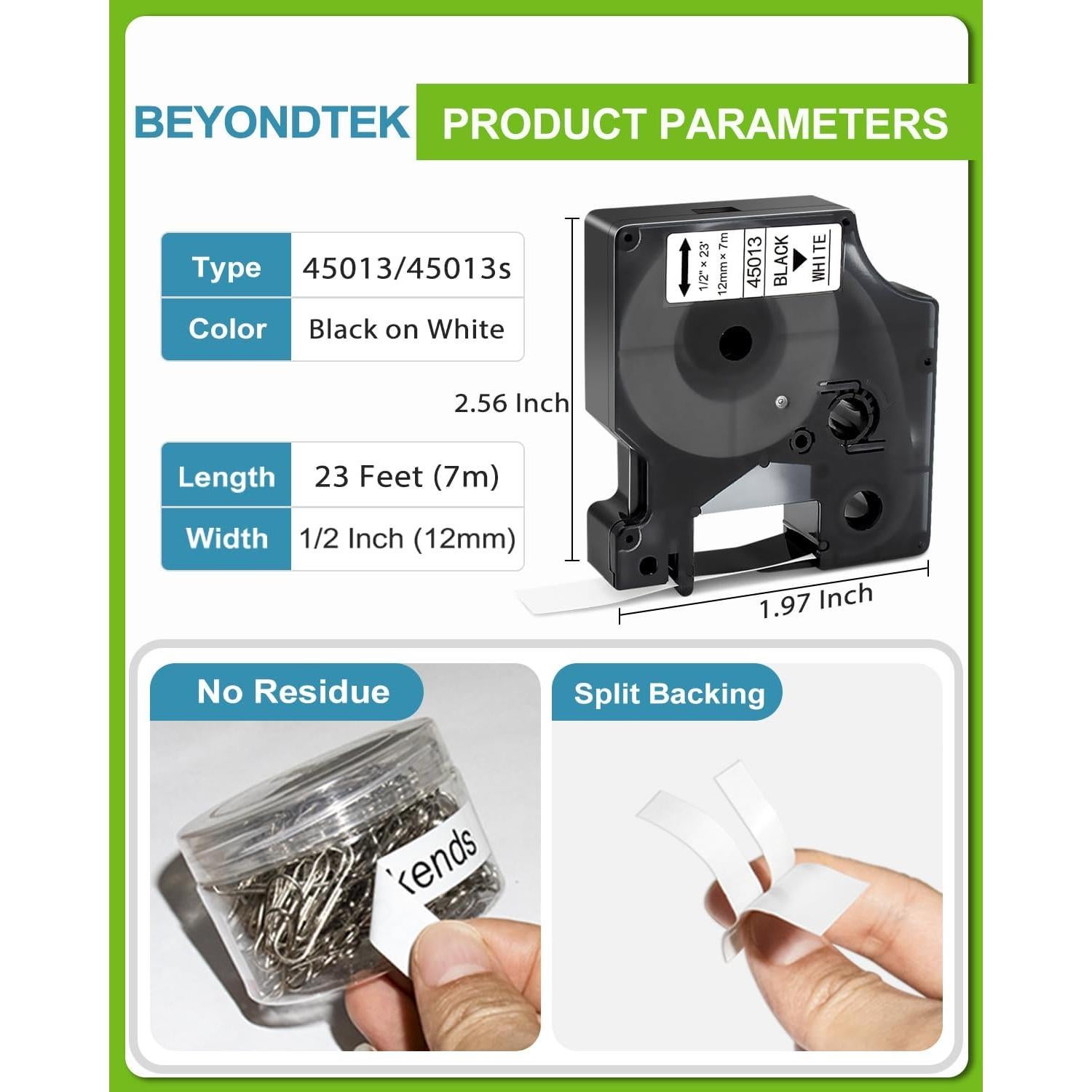 Cintas de Etiquetas Dymo D1 45013 12mm x 3m 5Pk BEYONDTEK