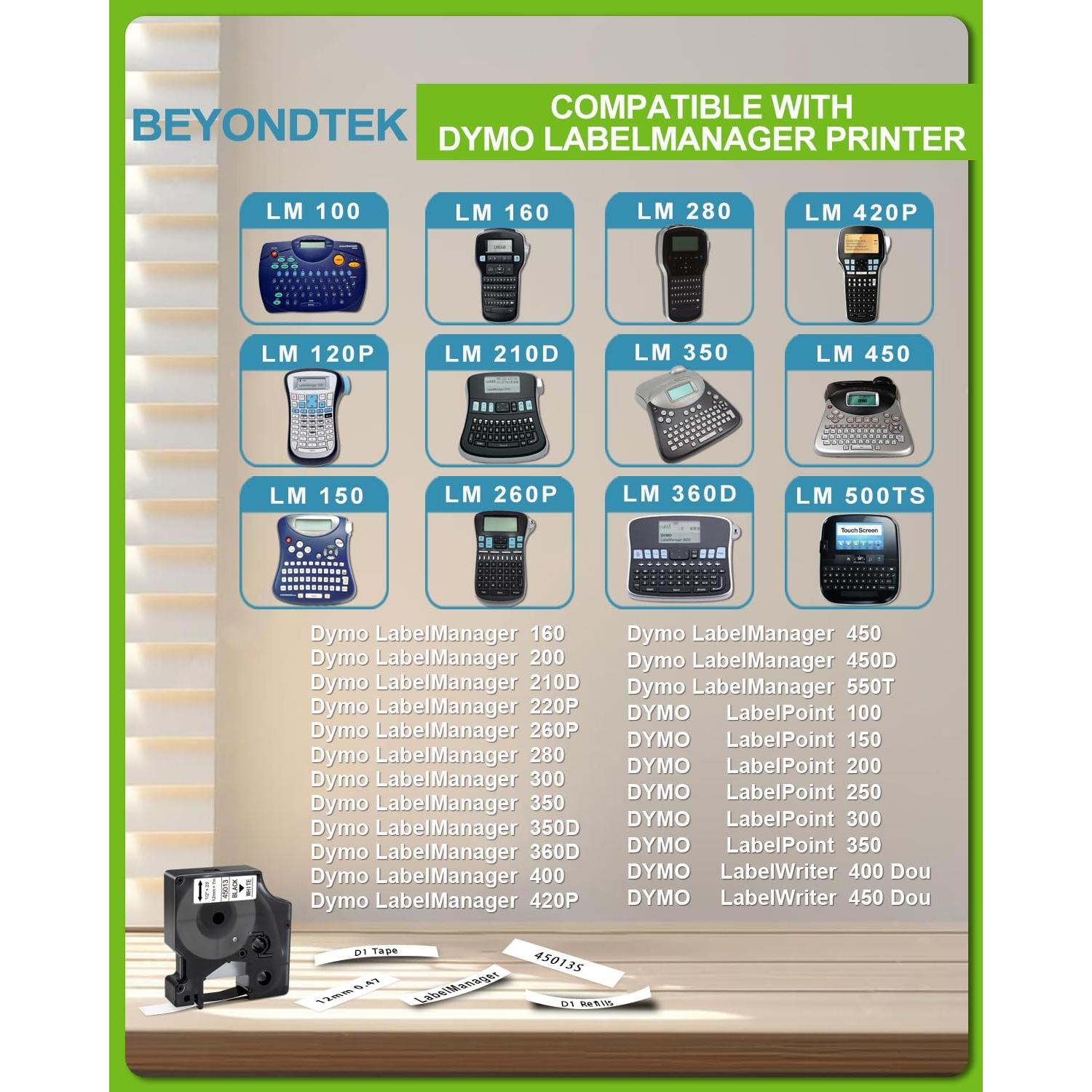 Cintas de Etiquetas Dymo D1 45013 12mm x 3m 5Pk BEYONDTEK