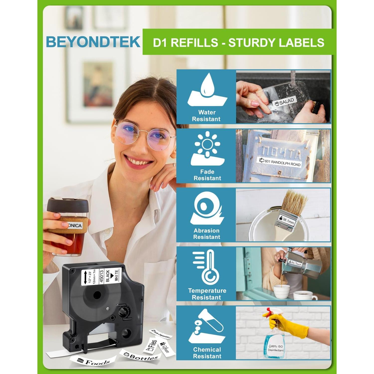 Cintas de Etiquetas Dymo D1 45013 12mm x 3m 5Pk BEYONDTEK