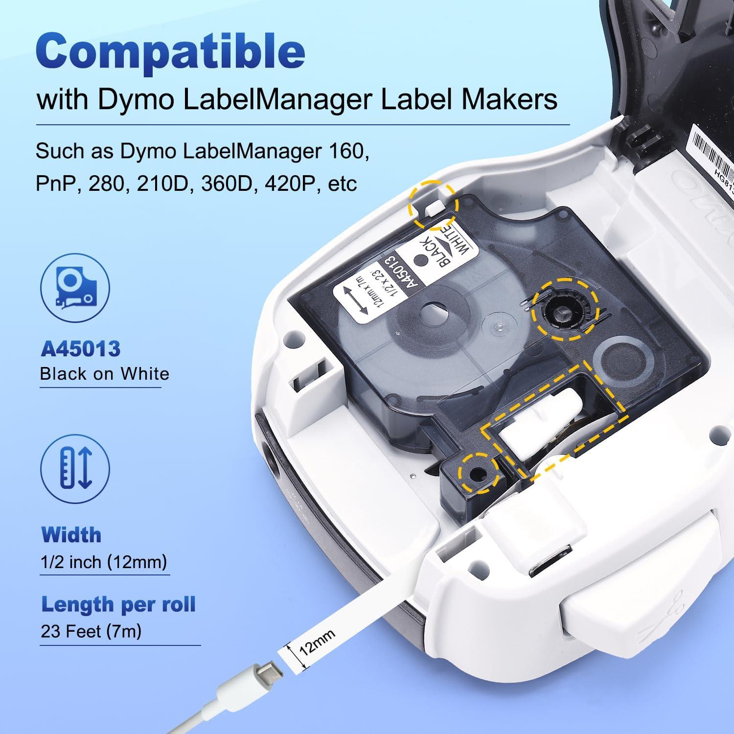 Paquete de 6 Cintas de Etiquetas COLORWING Dymo D1 12mm x 7m