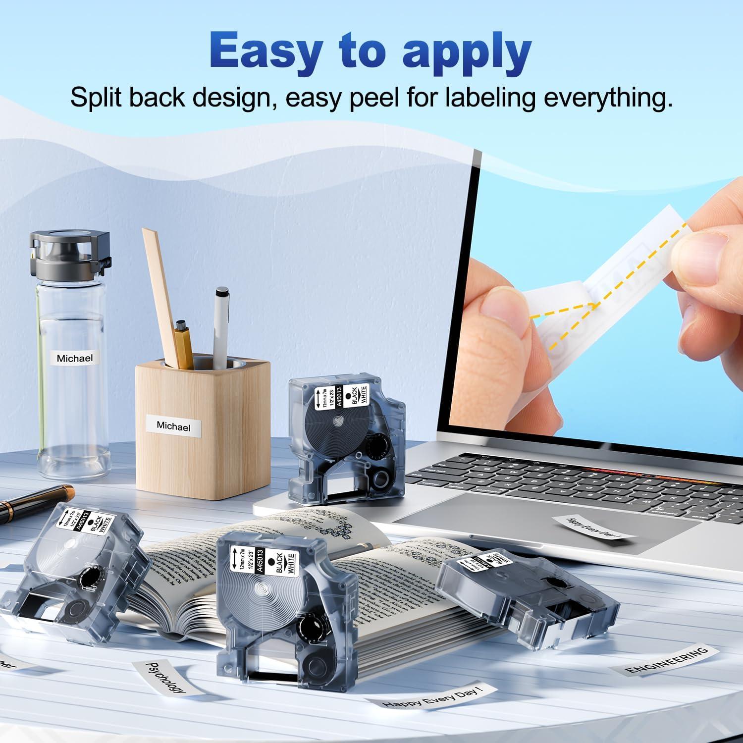 Paquete de 6 Cintas de Etiquetas COLORWING Dymo D1 12mm x 7m