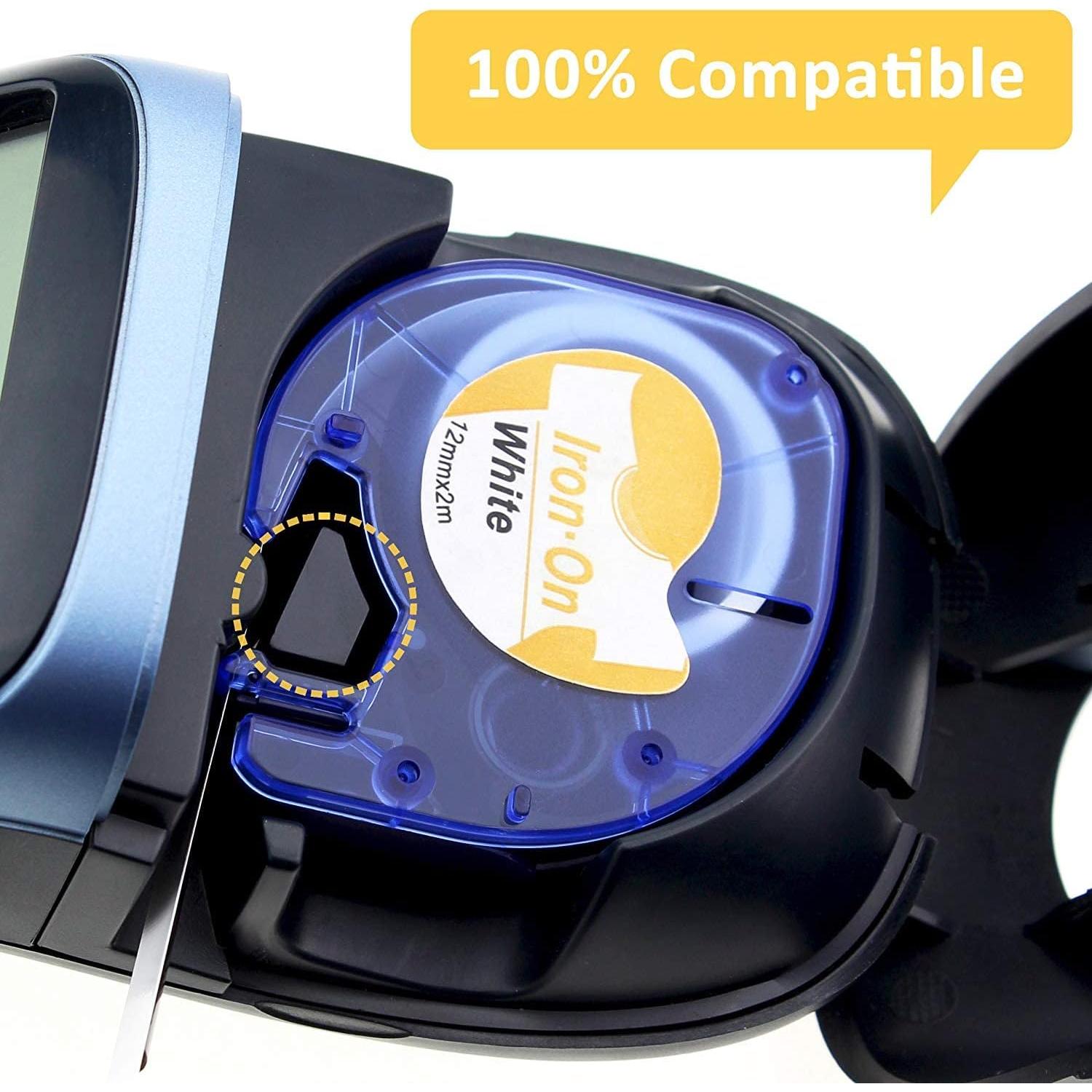 Cinta de Etiquetas de Planchar KINGDOM 3-Pack 12mm Negro sobre Blanco