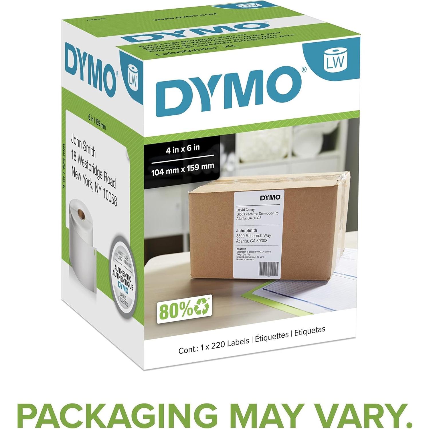 Etiquetas de Envío Extra Grandes DYMO 4" x 6" 220 Unidades