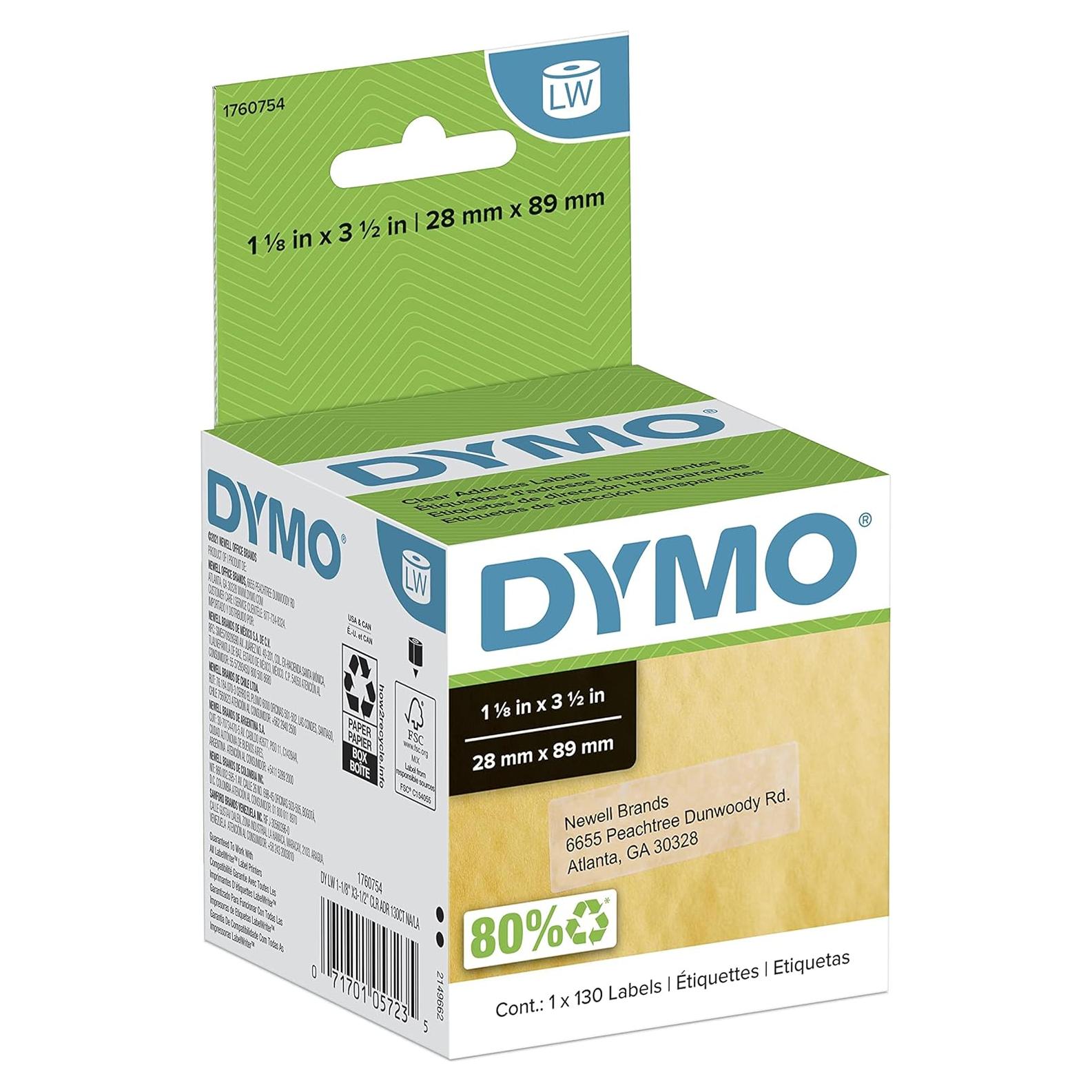 Etiquetas de Dirección Transparentes DYMO LW 1.9 x 8.9 cm, 130 Unidades