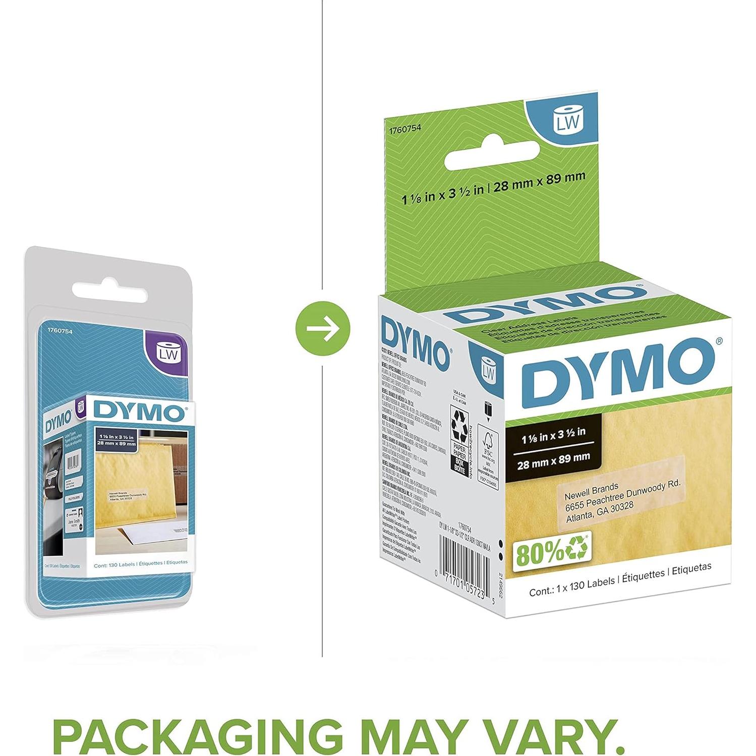 Etiquetas de Dirección Transparentes DYMO LW 1.9 x 8.9 cm, 130 Unidades