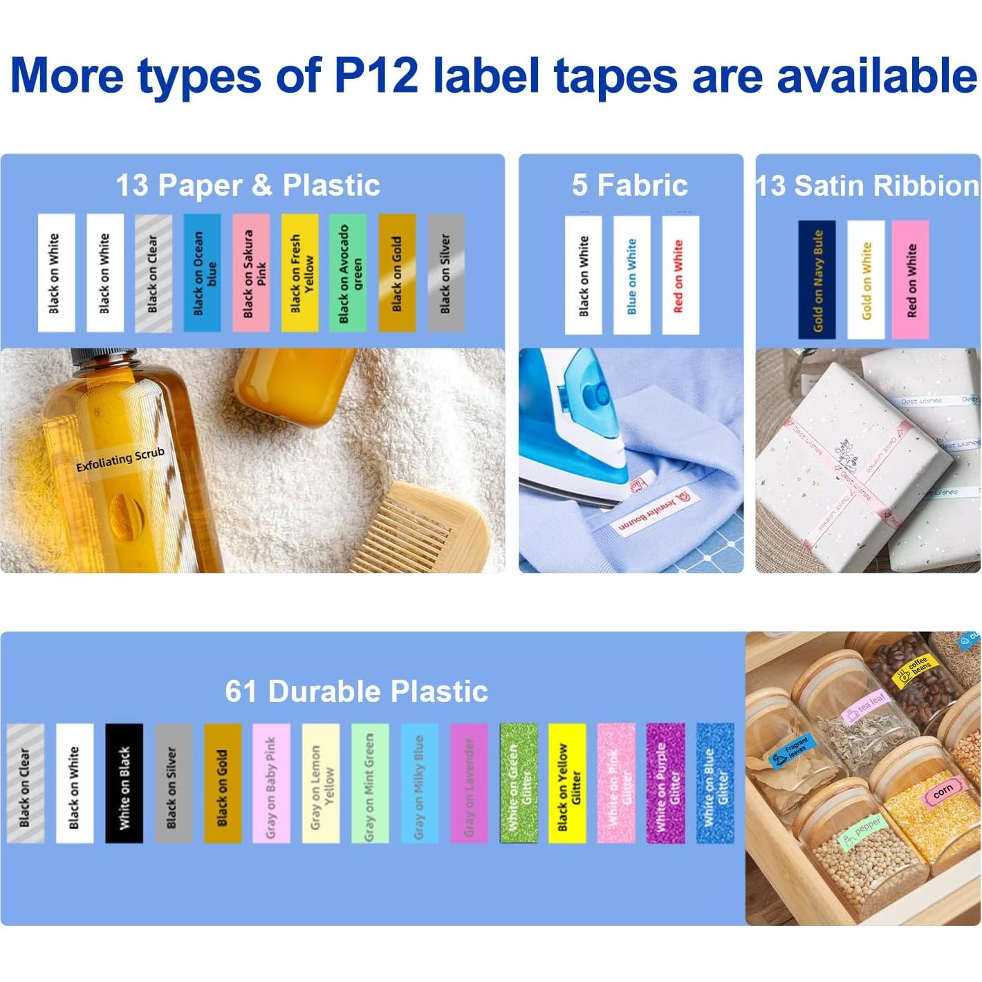 Paquete de 5 Etiquetas Térmicas Goknu P12 Compatibles DYMO