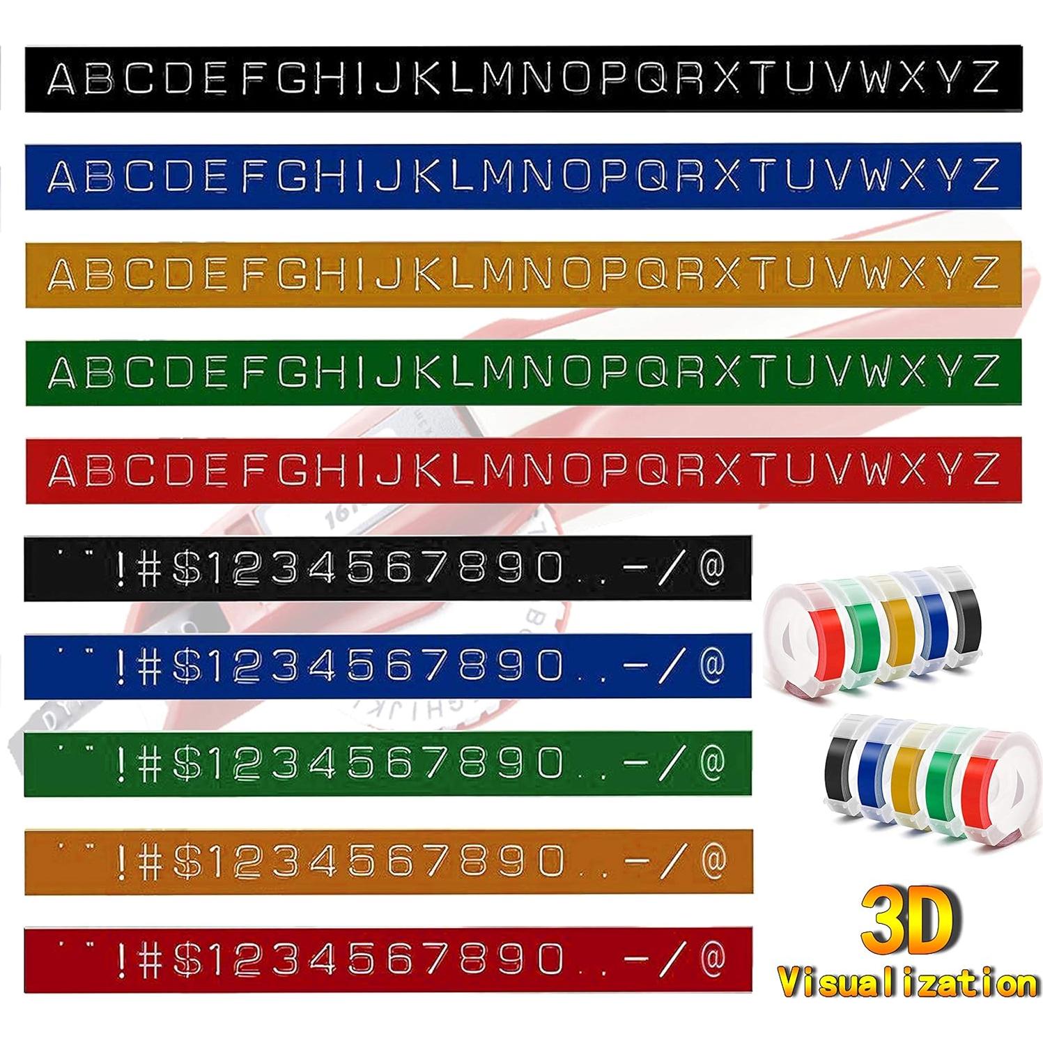 Cinta de Etiquetas en Relieve Methray 3/8" (9 mm) 5 Rollos