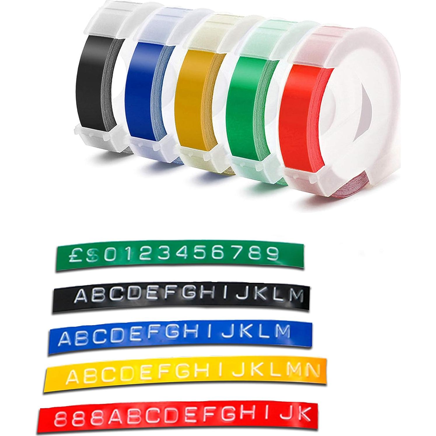 Cinta de Etiquetas en Relieve Methray 3/8" (9 mm) 5 Rollos