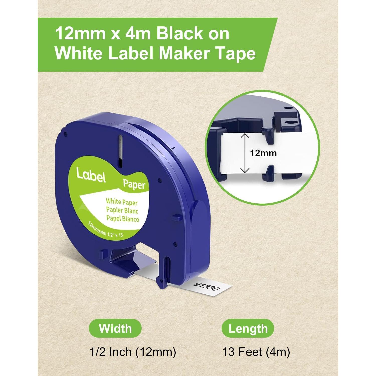 Paquete de 6 cintas de papel blanco JOJOME para Dymo Letratag