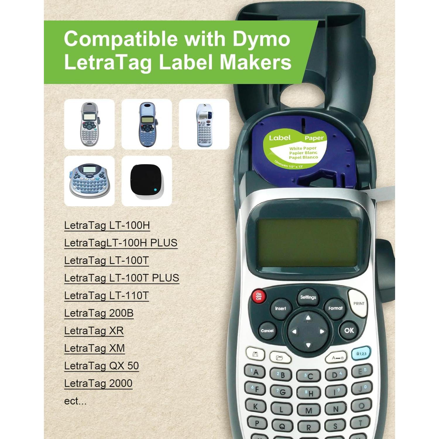 Paquete de 6 cintas de papel blanco JOJOME para Dymo Letratag