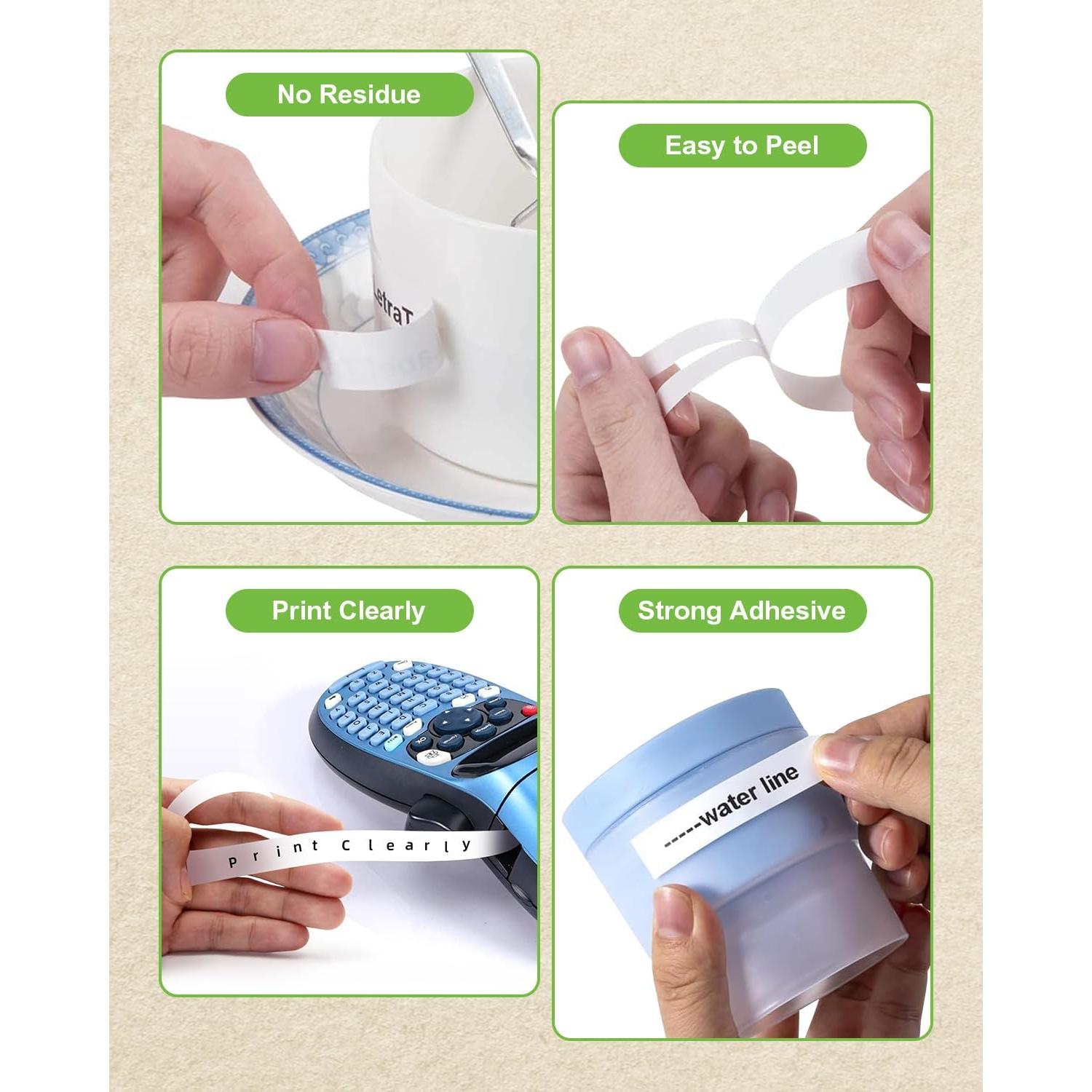 Paquete de 6 cintas de papel blanco JOJOME para Dymo Letratag