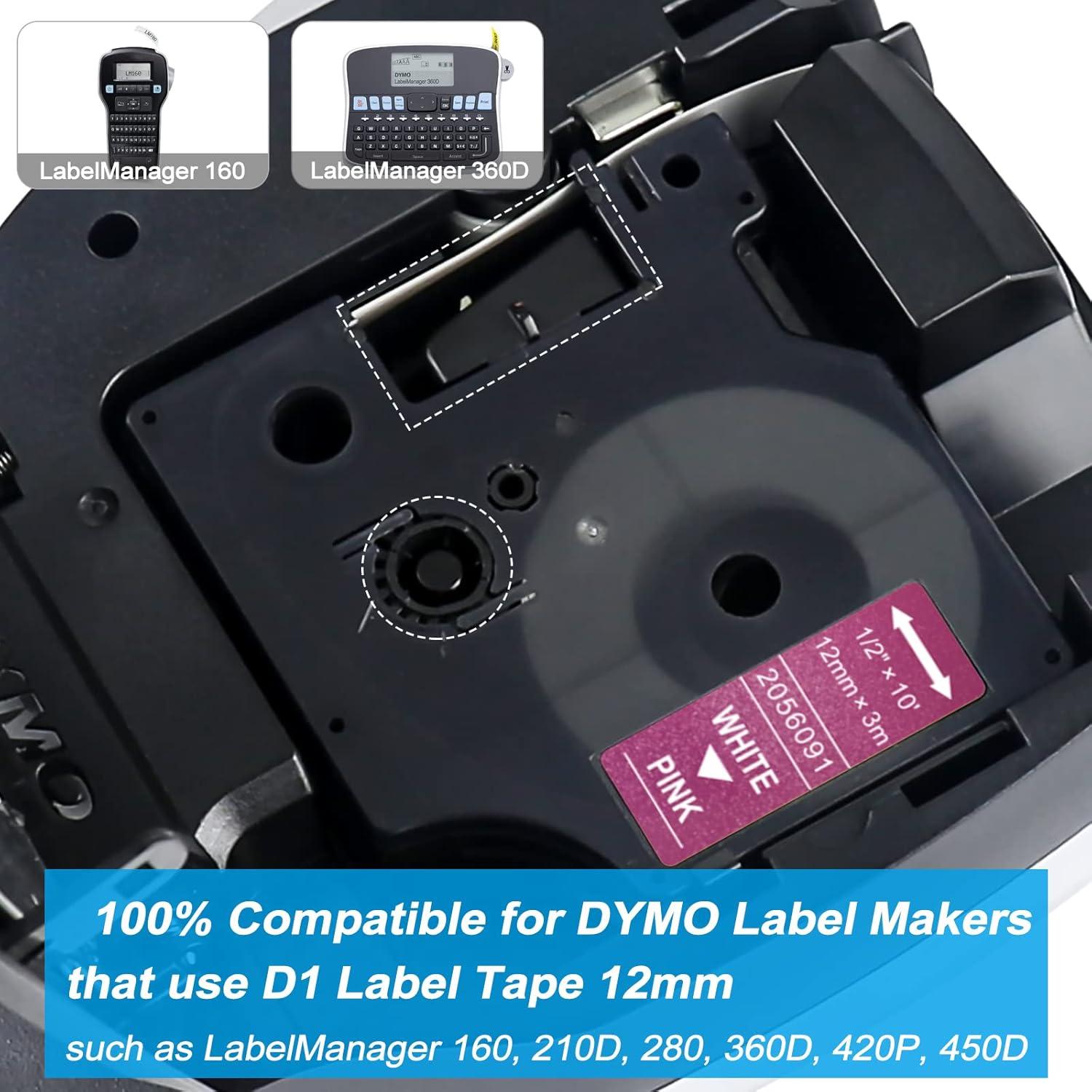 Paquete de 6 Cintas de Etiquetas Dymo D1 12mm Lonitul Brillantes