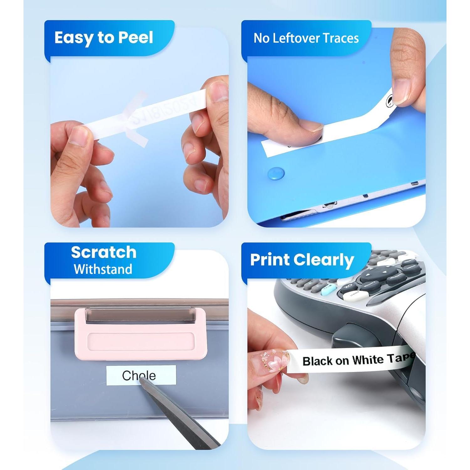 Cintas de Etiquetas Dymo LetraTag 91331 Plástico Blanco 12mm x 4m - Paquete de 5