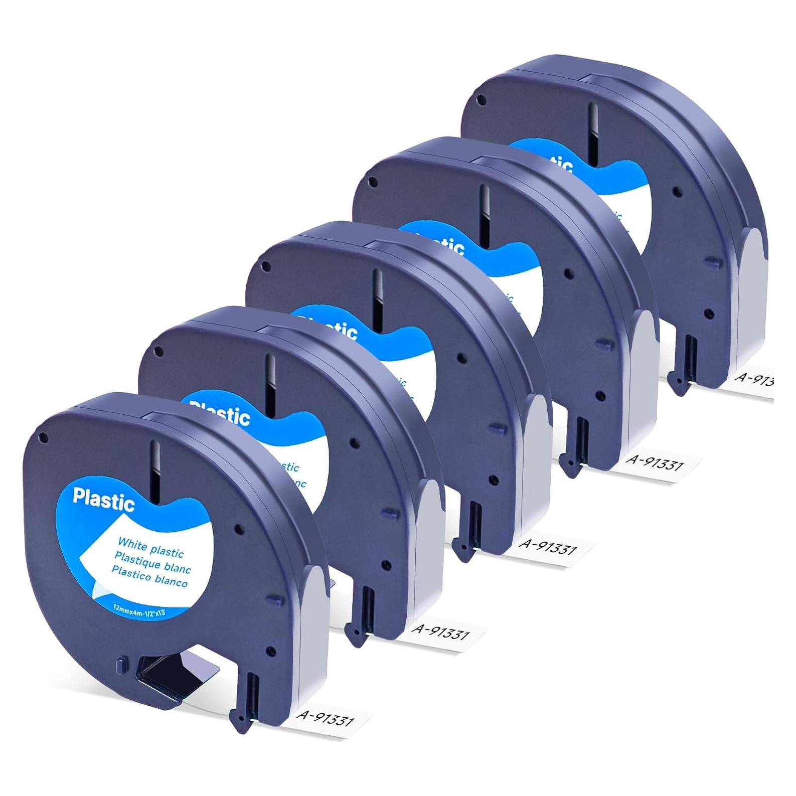 Cinta de Etiqueta Dymo LetraTag Label Orison 12mm Negro/Blanco 5P