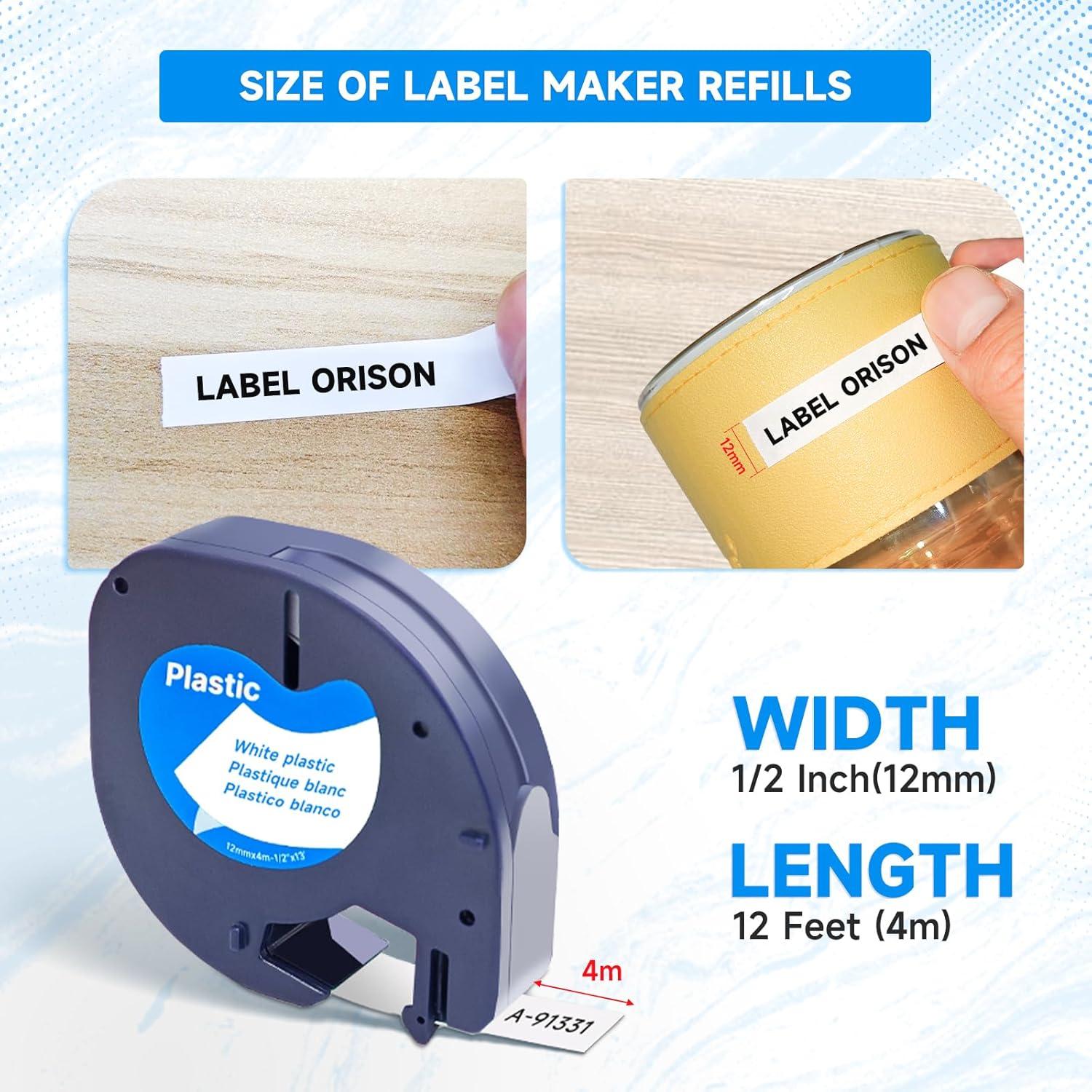 Cinta de Etiqueta Dymo LetraTag Label Orison 12mm Negro/Blanco 5P