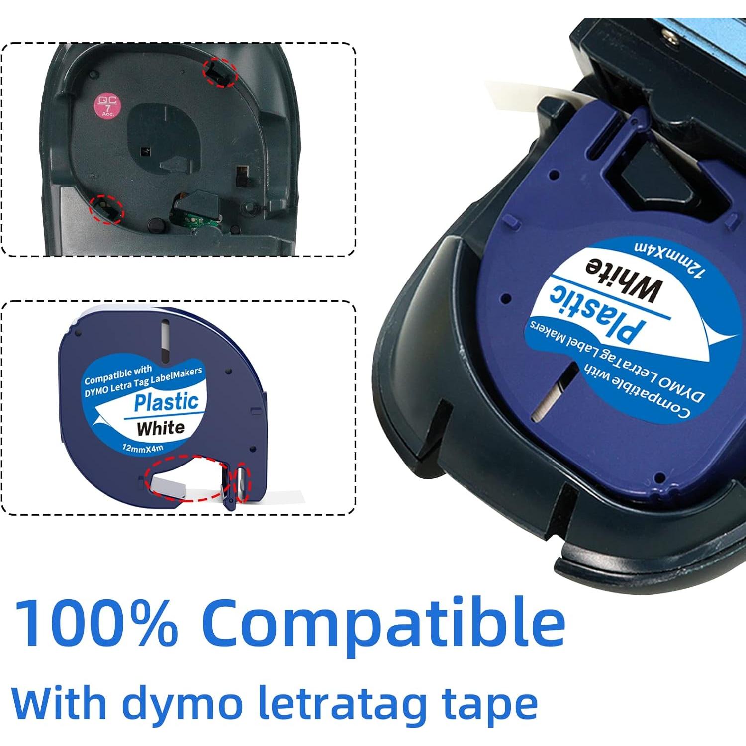 10 Recargas Cinta Etiquetadora Dymo LetraTag 12mm x 4m