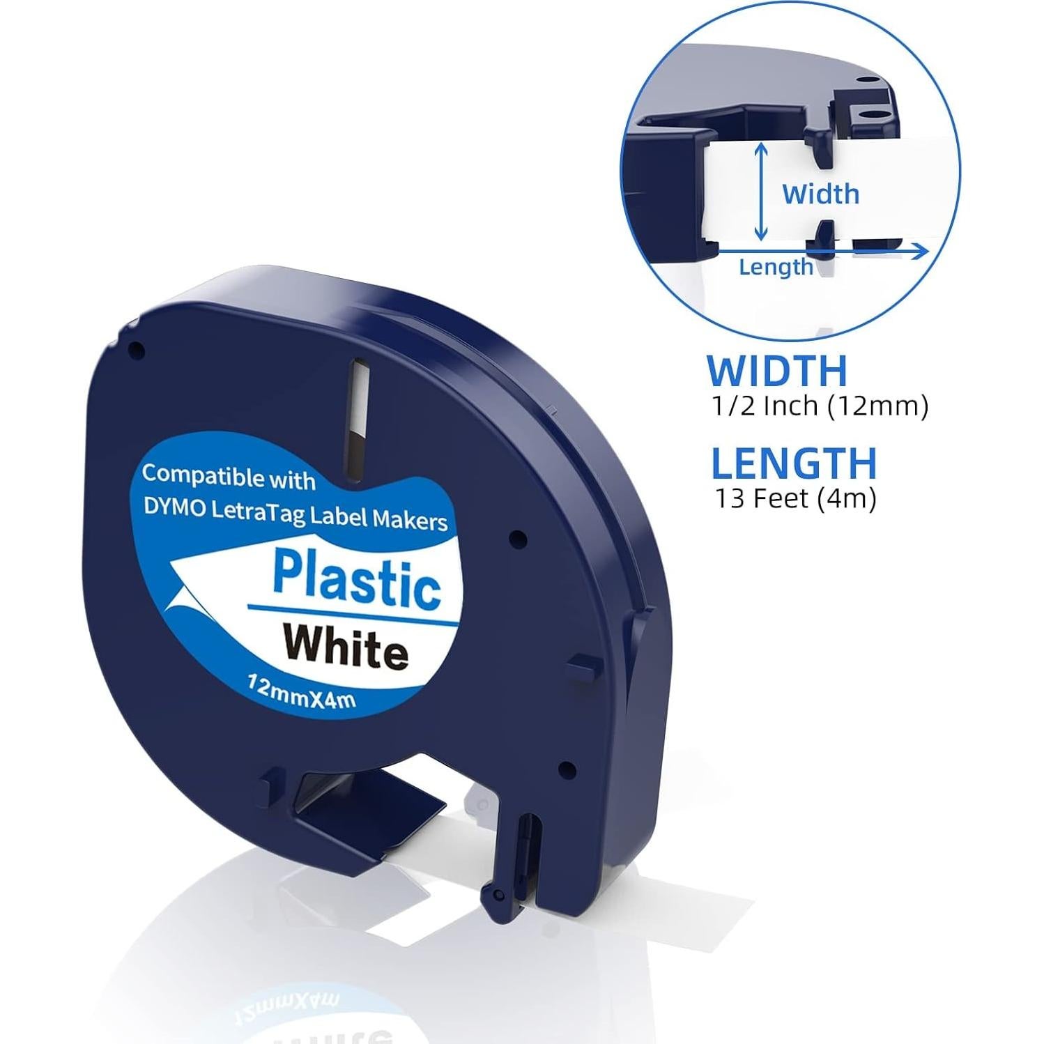 10 Recargas Cinta Etiquetadora Dymo LetraTag 12mm x 4m