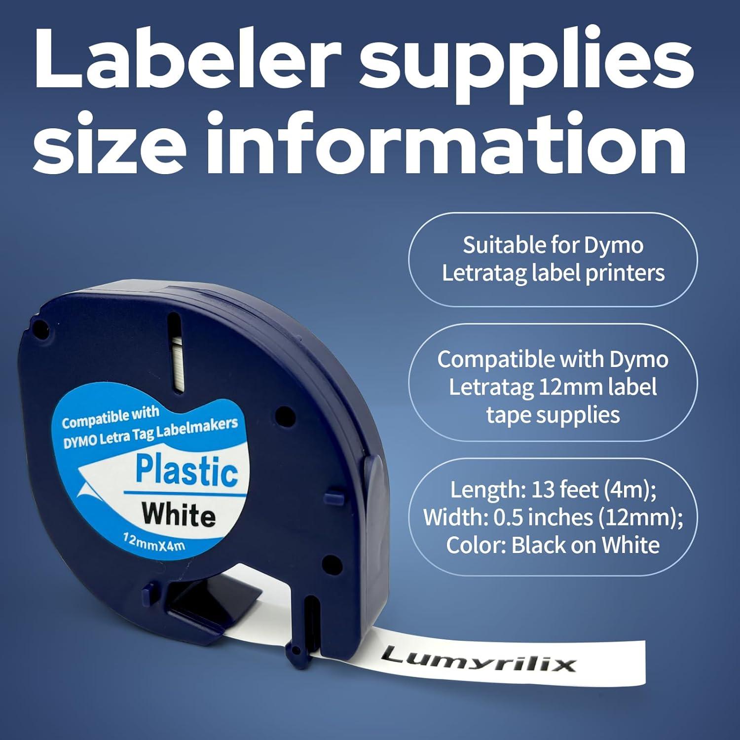 Paquete de 4 Recargas Etiquetas Lumyrilix 12mm x 4m Blancas