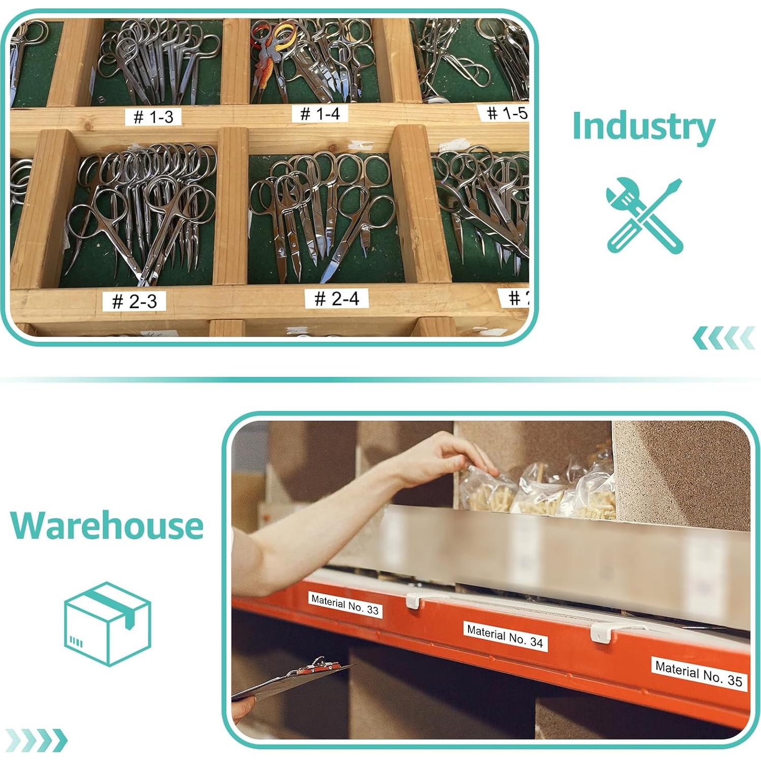 Cinta de Etiqueta NineLeaf 10PK Dymo D1 12mm Negro sobre Blanco