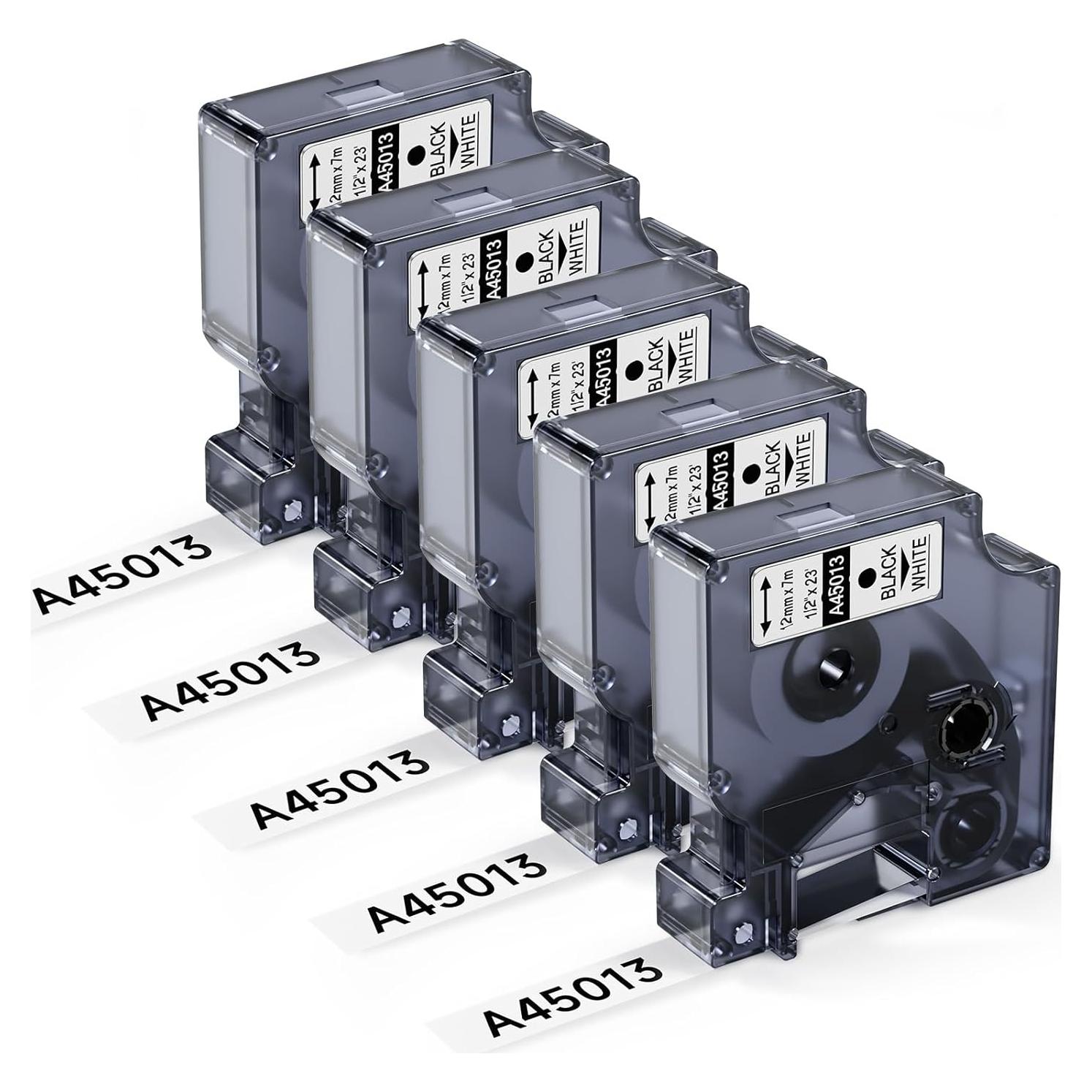 Cinta de Etiquetas MarkDomain D1 45013 Negro sobre Blanco 12mm x 7m