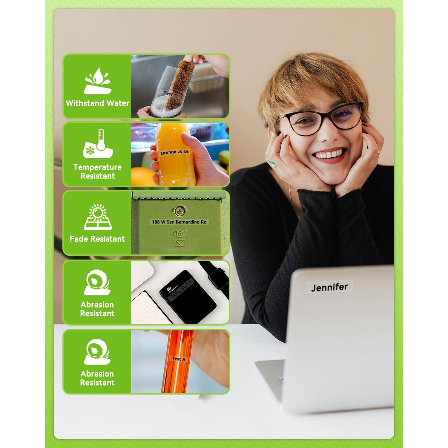 Cinta de Etiquetas MarkDomain D1 45013 Negro sobre Blanco 12mm x 7m