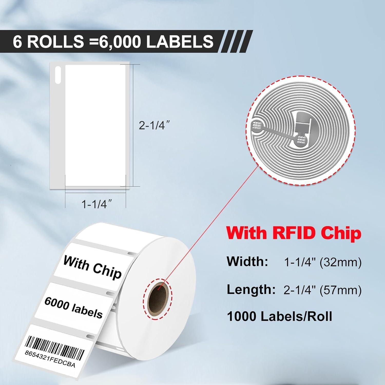 Etiquetas RGiNK 30334 con chip RFID para DYMO 550 - 6000 unidades