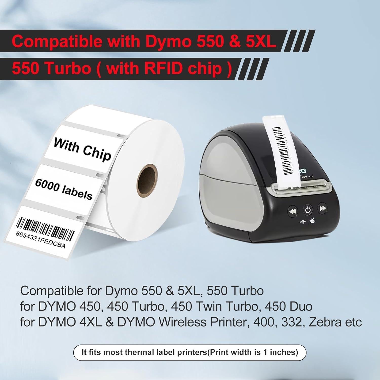 Etiquetas RGiNK 30334 con chip RFID para DYMO 550 - 6000 unidades