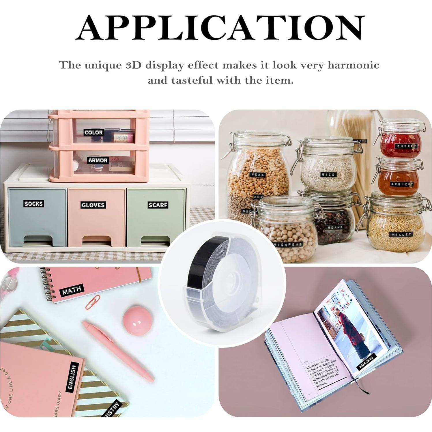 Cinta de Embossing TITBIT 10 Rollos 3/8" Negro para DYMO