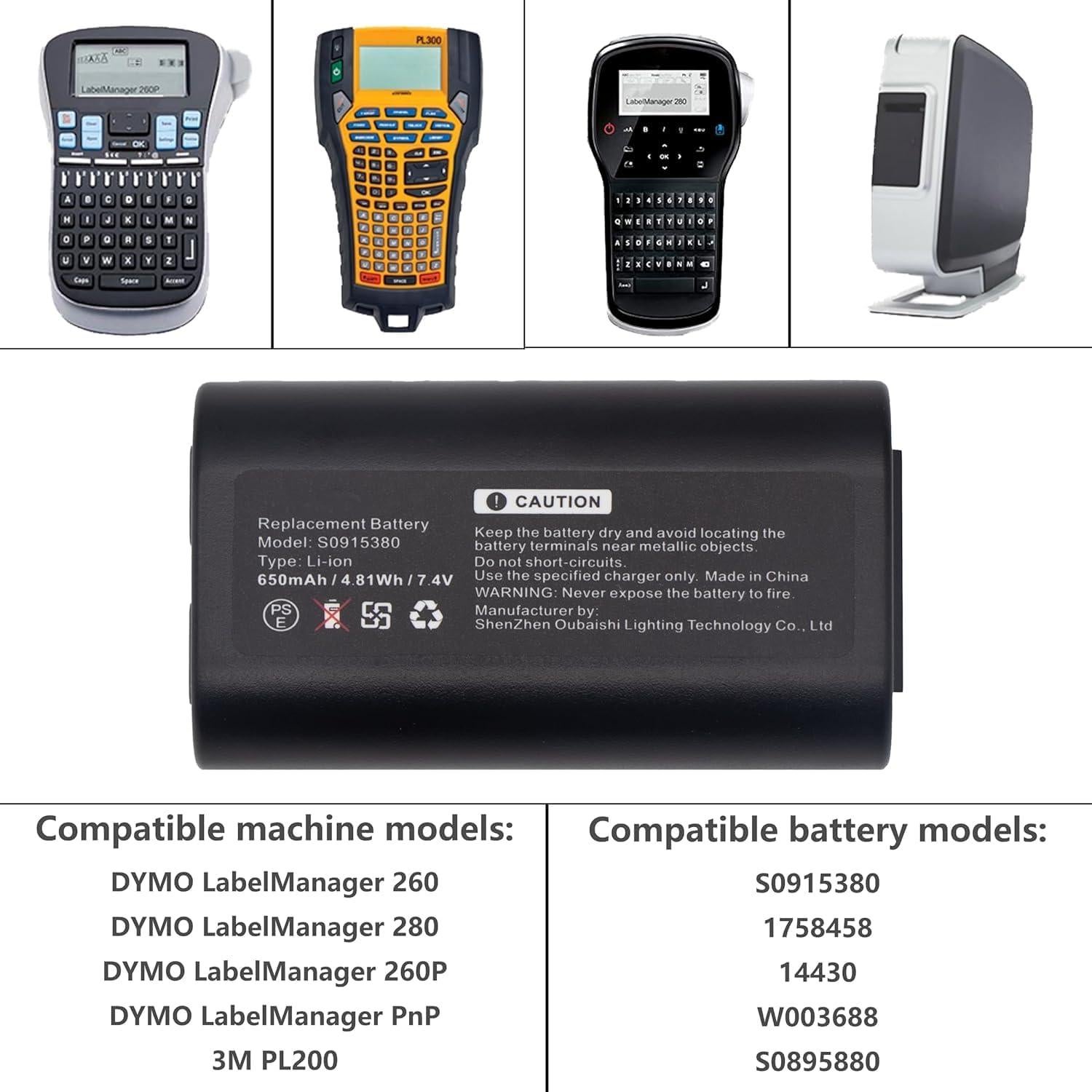 Batería Li-ion 7.4V 650mAh CS BATTERY para DYMO 260P 280 PnP