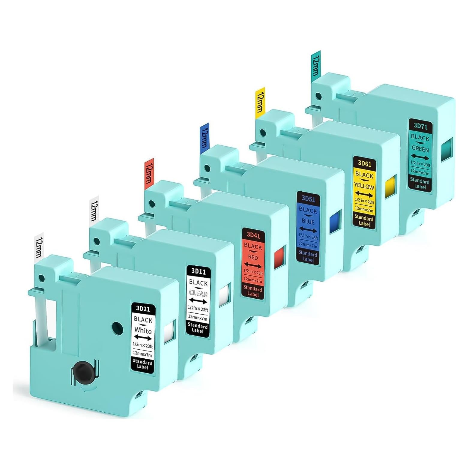 Paquete de 6 Cintas de Etiquetas Vixic D1 12mm para DYMO