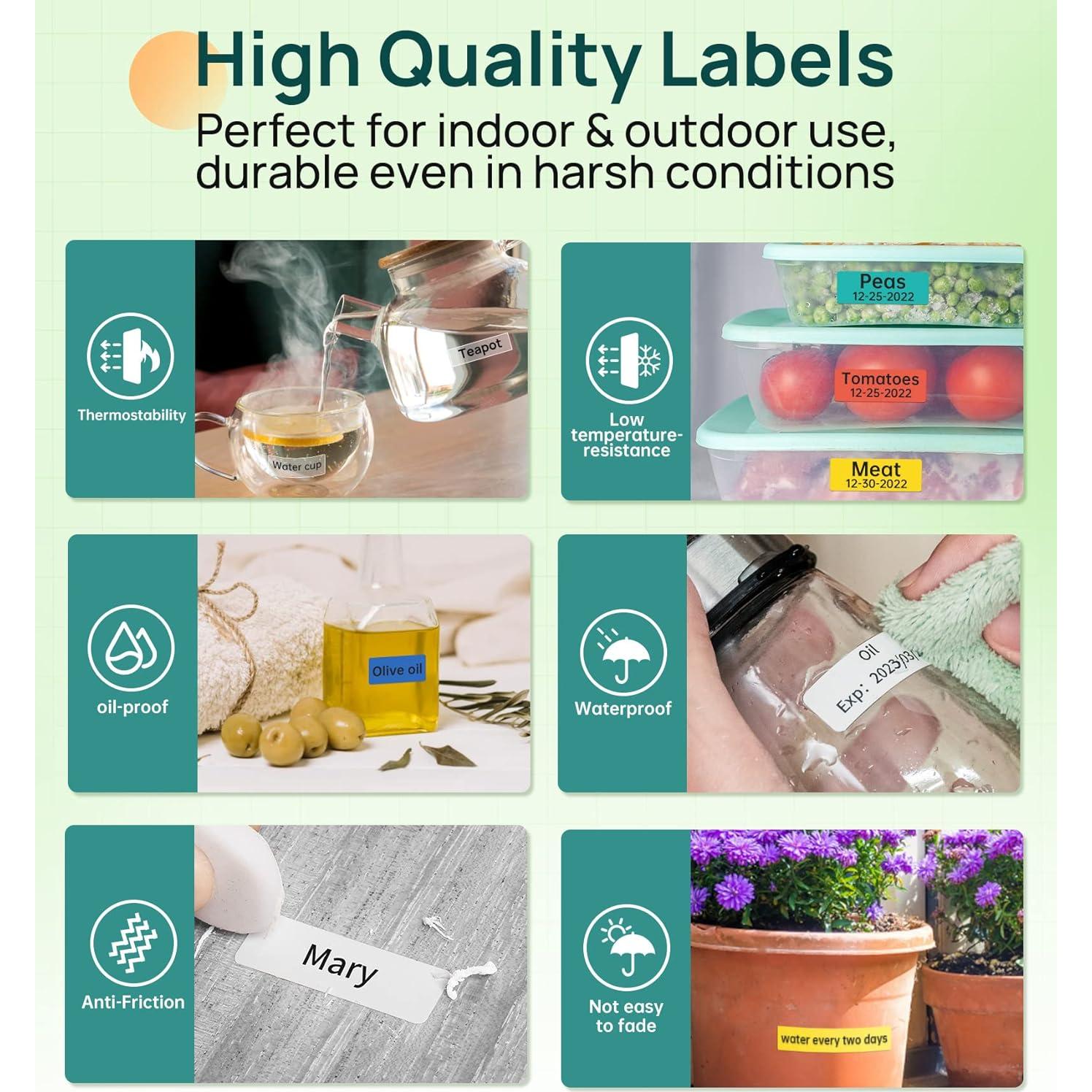 Paquete de 6 Cintas de Etiquetas Vixic D1 12mm para DYMO