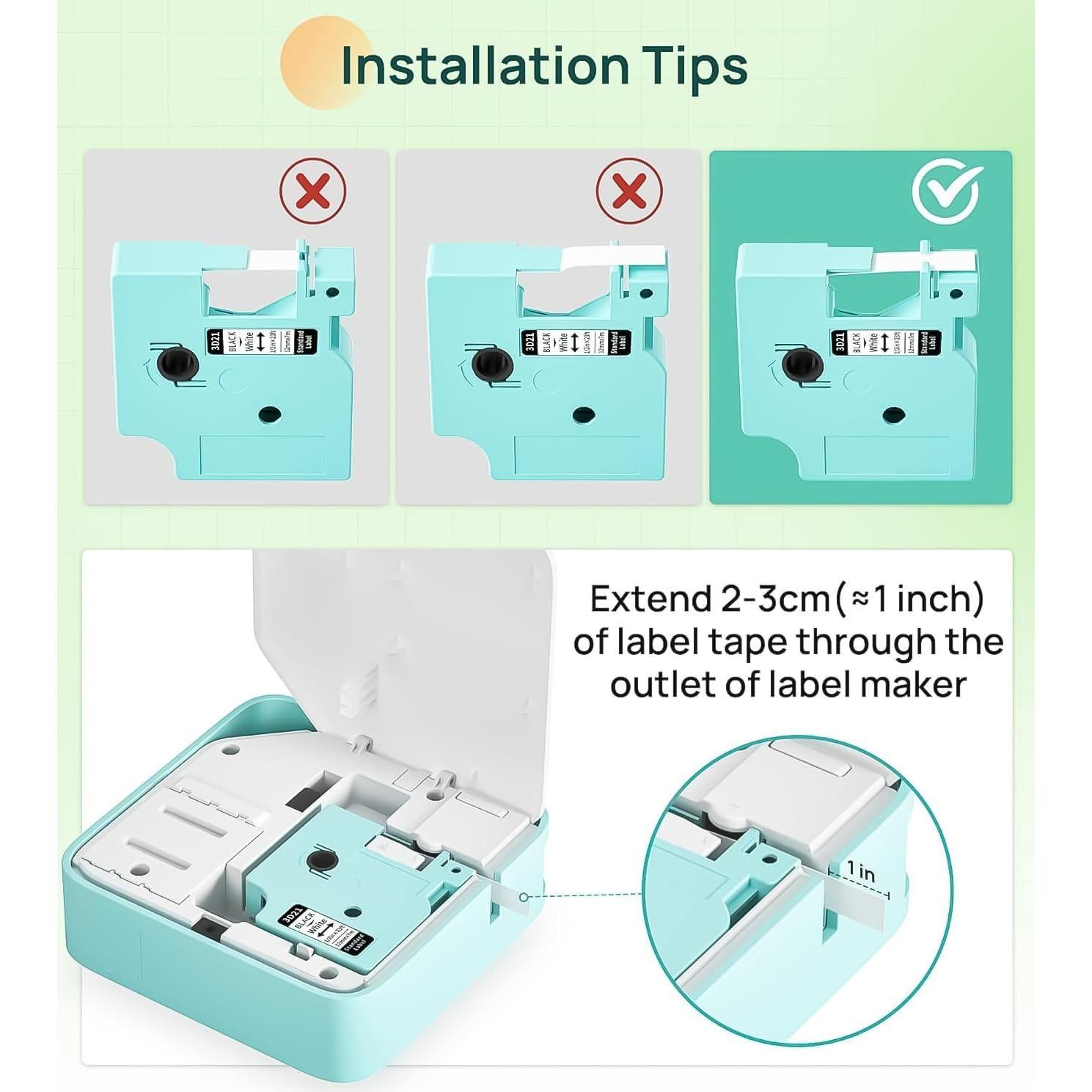 Paquete de 6 Cintas de Etiquetas Vixic D1 12mm para DYMO
