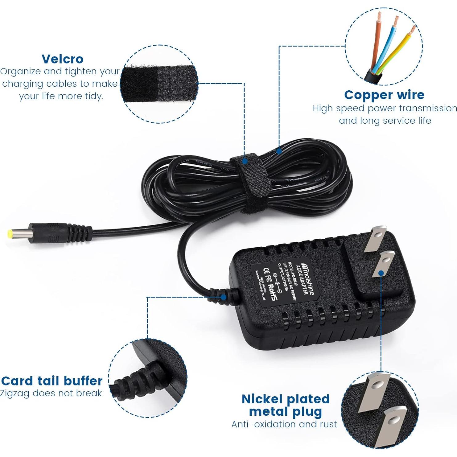 Adaptador AC DC 12V Molshine 2m Compatible DYMO LabelManager