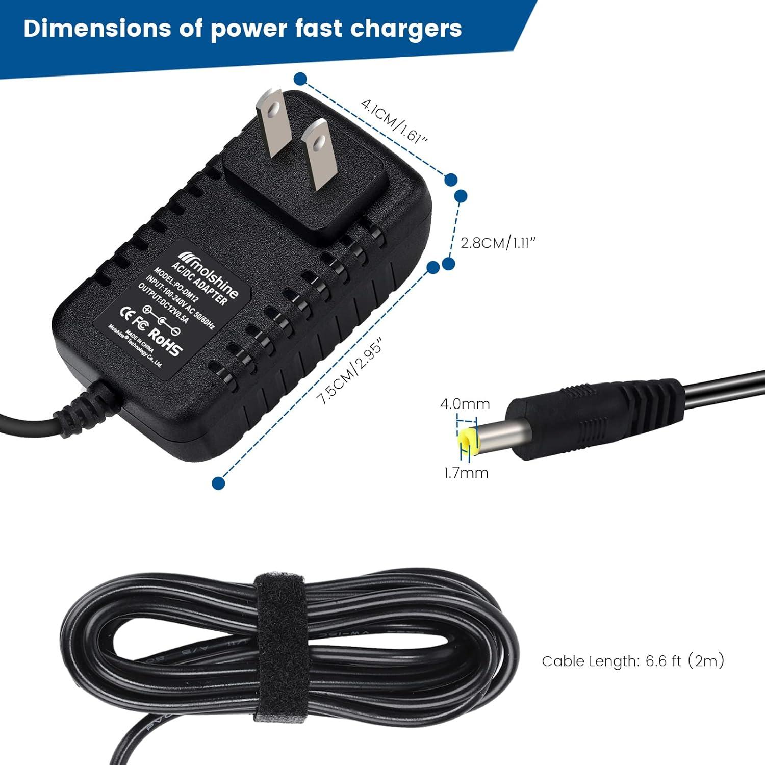 Adaptador AC DC 12V Molshine 2m Compatible DYMO LabelManager