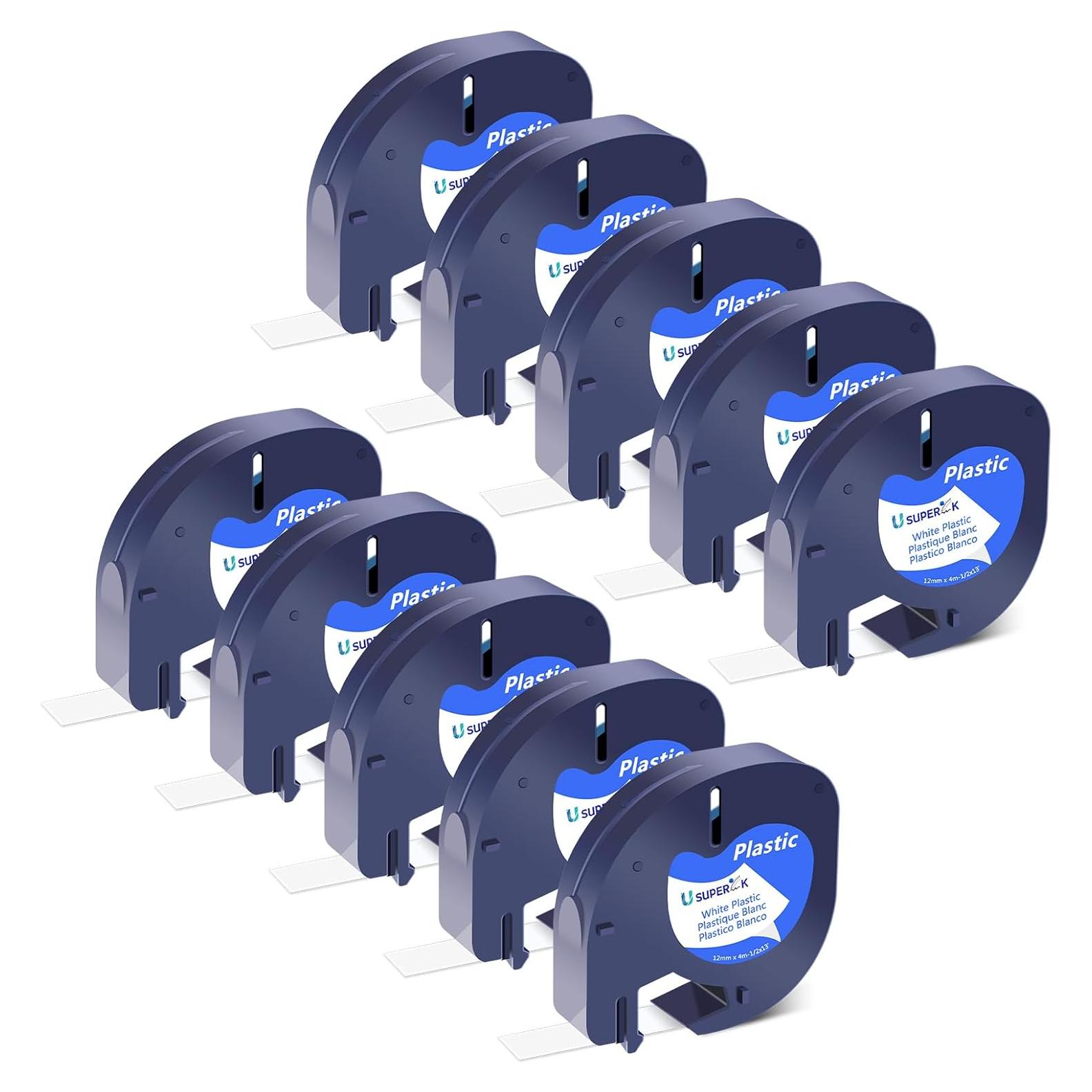 Paquete de 10 Cintas de Etiquetas USUPERINK Dymo LetraTag 12mm
