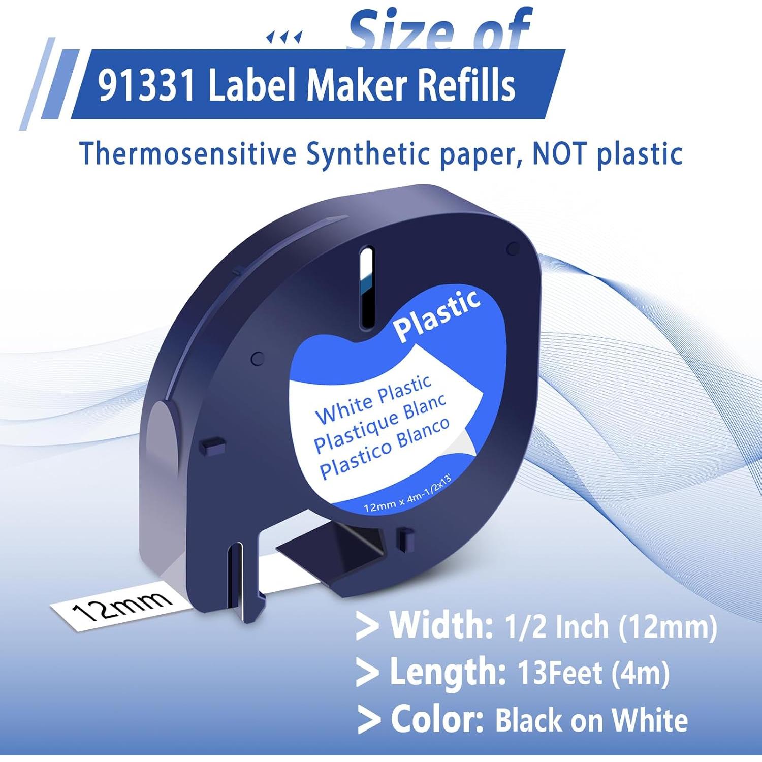 Paquete de 10 Cintas de Etiquetas USUPERINK Dymo LetraTag 12mm