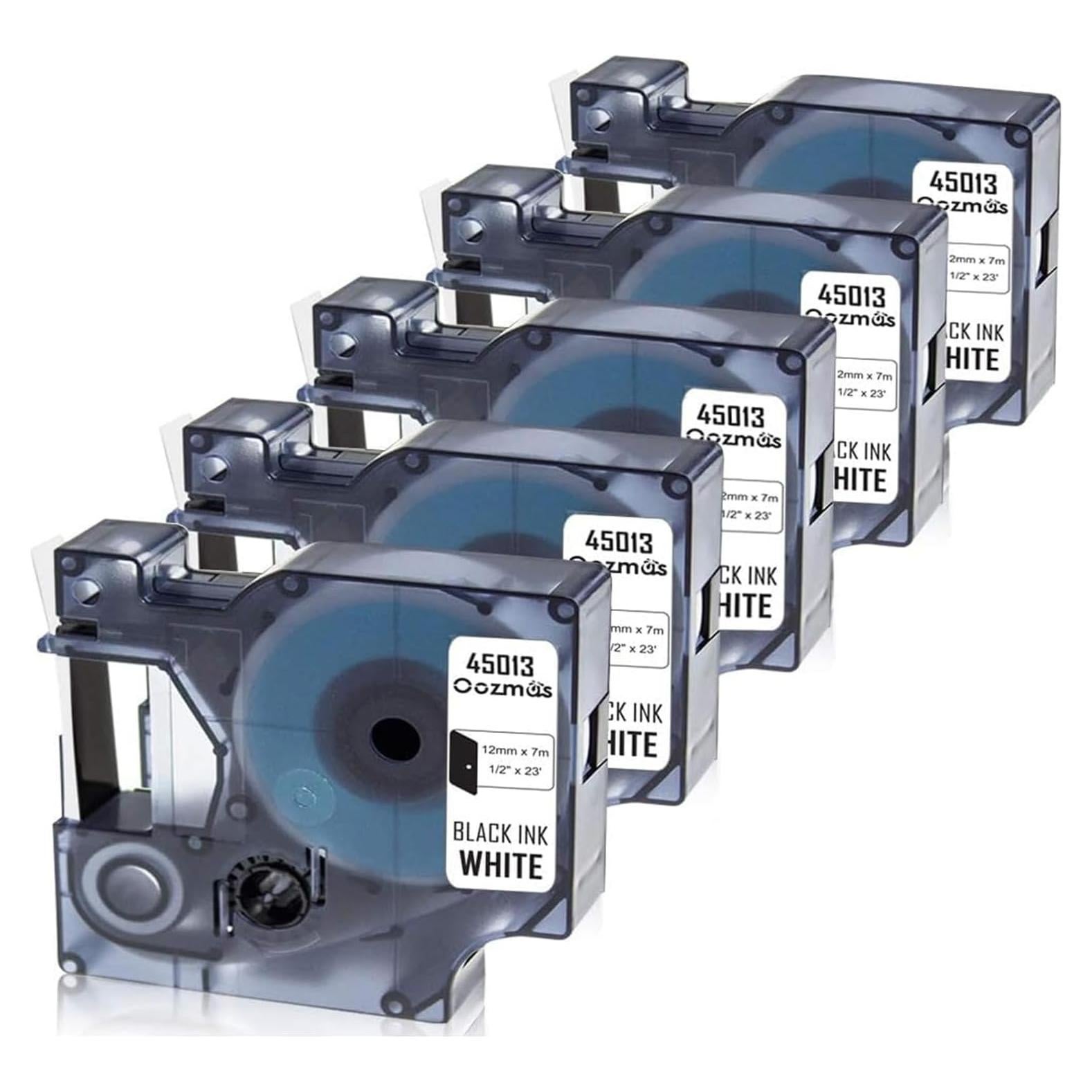 Cinta de Etiquetadora Oozmas Dymo D1 45013 12mm x 7m - 5 Cartuchos