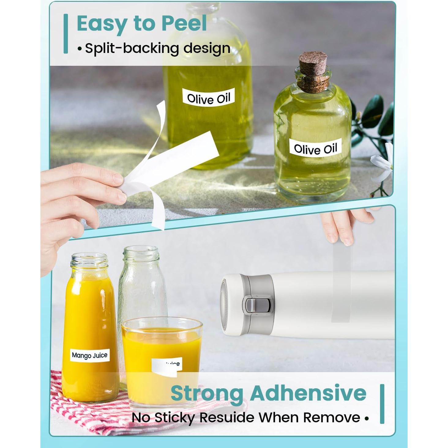 Cintas de Etiquetas EazeID 5-Pack 12mm Negro sobre Blanco